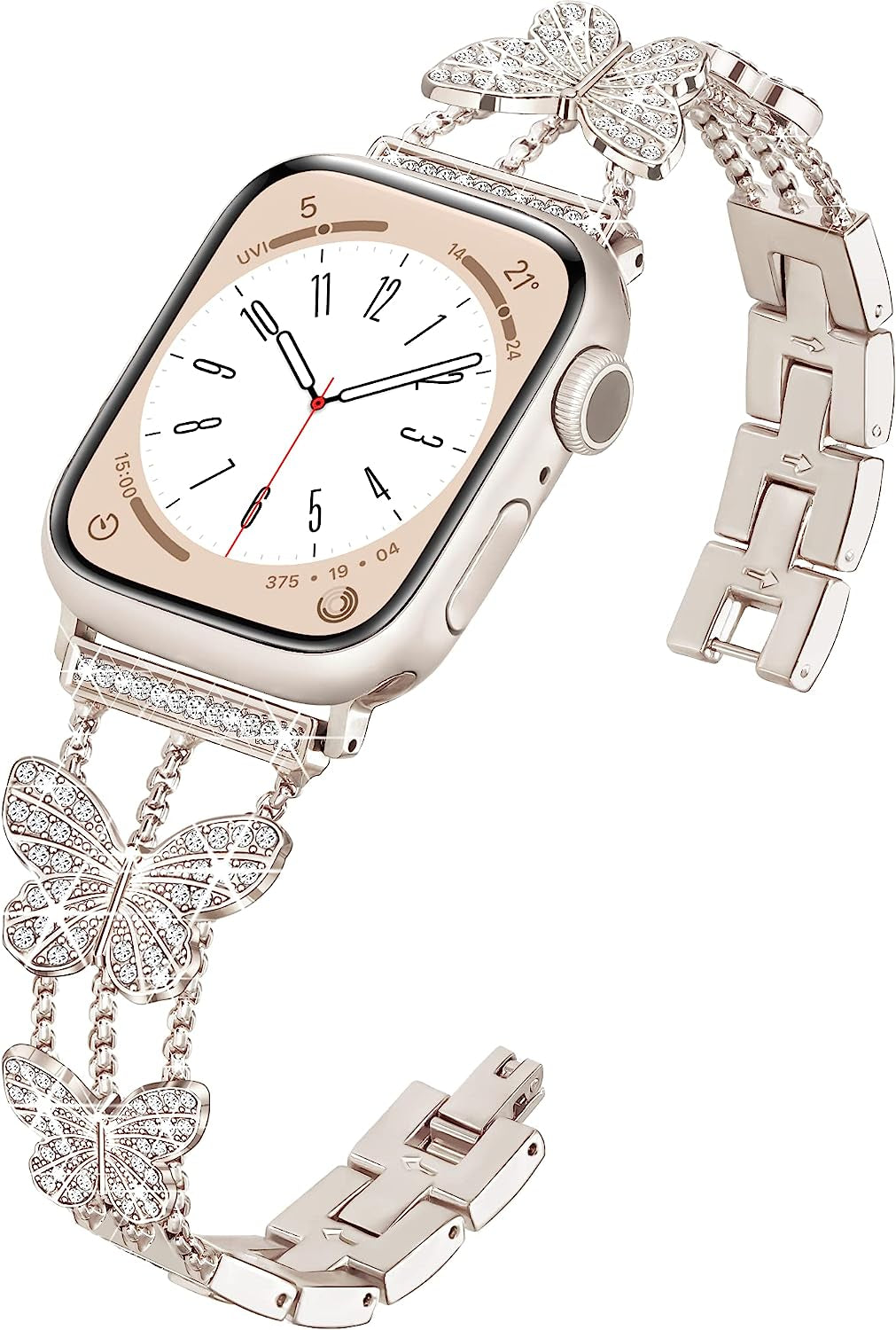 Wipalor Compatible with Apple Watch Band 42Mm 44Mm 45Mm 49Mm, Lightweight for Women, Easy Adjustable Bracelet, Shiny Diamond on Butterfly, Jewelry Metal Strap for Iwatch Series 8 7 6 5 4 3 2 1 SE Ultra(Rose Gold)  NB-tech Company Sweet Butterfly-Starlight 42/44/45/49 mm 