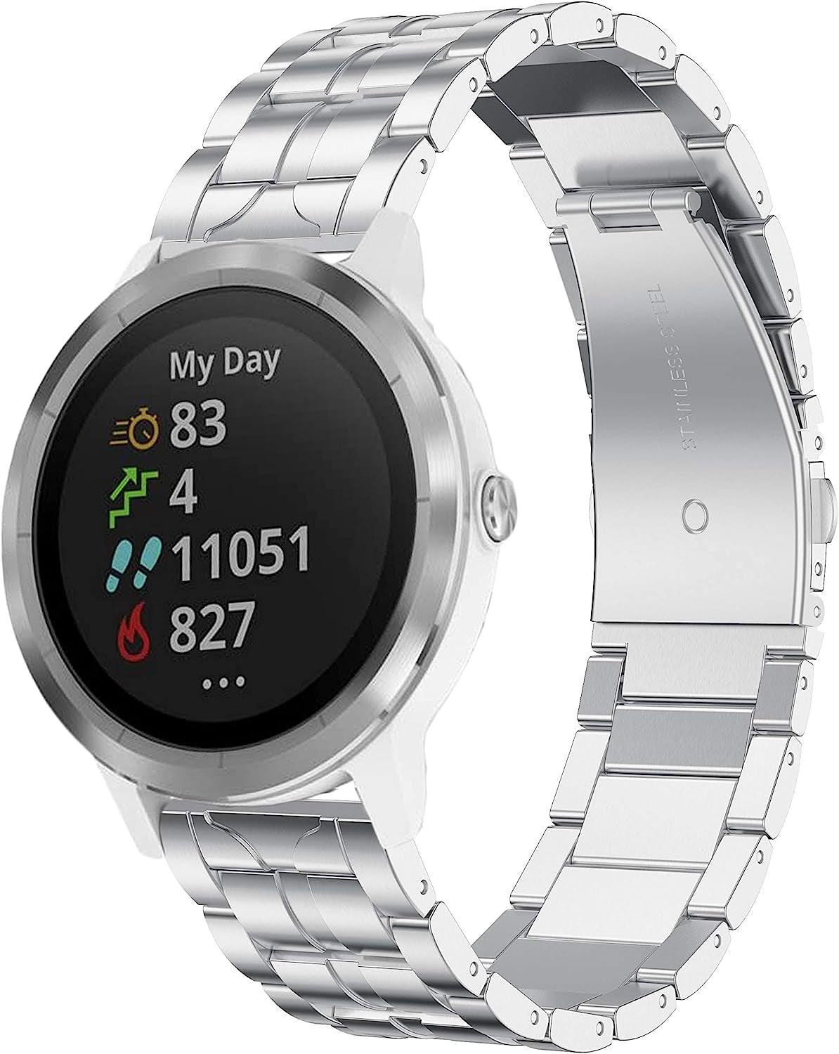 Anrir Compatible for Garmin Vivoactive 3 Band, 20Mm Quick Release Stainless Steel Band for Garmin Forerunner 645/245 Music, Garmin Venu, Garmin Vivomove 3 44Mm, Vivomove Hr/Luxe/Style 42Mm-Black&Red  Anrir Silver  