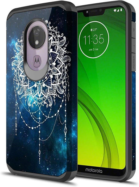Sofer for Moto G7 Power Case, Moto G7 Supra Case, Hybrid Drop Protection Sleek Slim Dual Layer Shockproof Colorful Graphic Armor Case for LG Moto G7 Power/Supra (Galaxy Mandala)  Sofer   