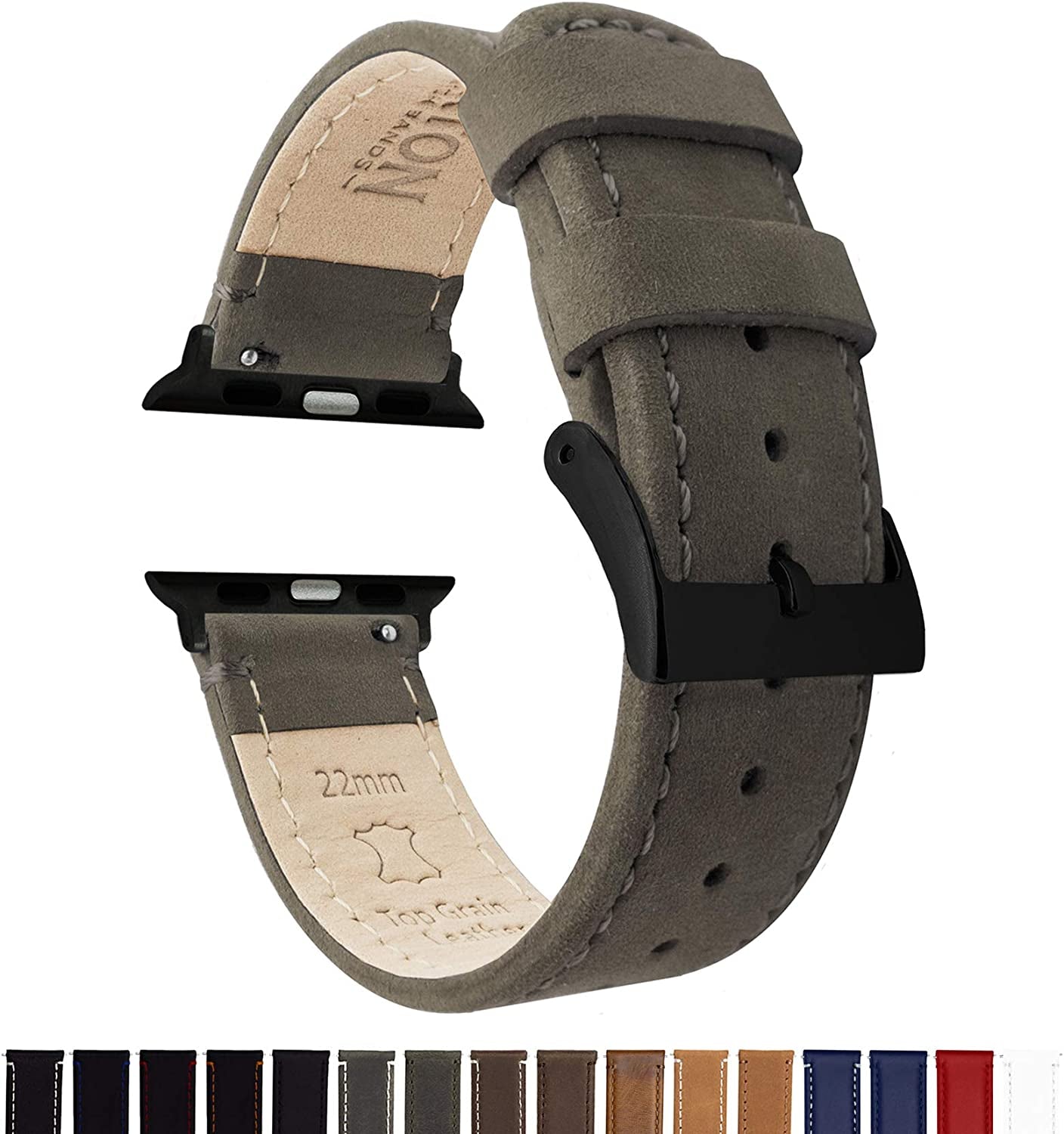 BARTON Top Grain Leather Watch Bands Compatible with All Apple Watch Models - Series 8, 7, 6, 5, 4, 3, 2, 1, SE & Ultra - Size 38Mm, 40Mm, 41Mm, 42Mm, 44Mm, 45Mm or 49Mm  Barton Watch Bands   