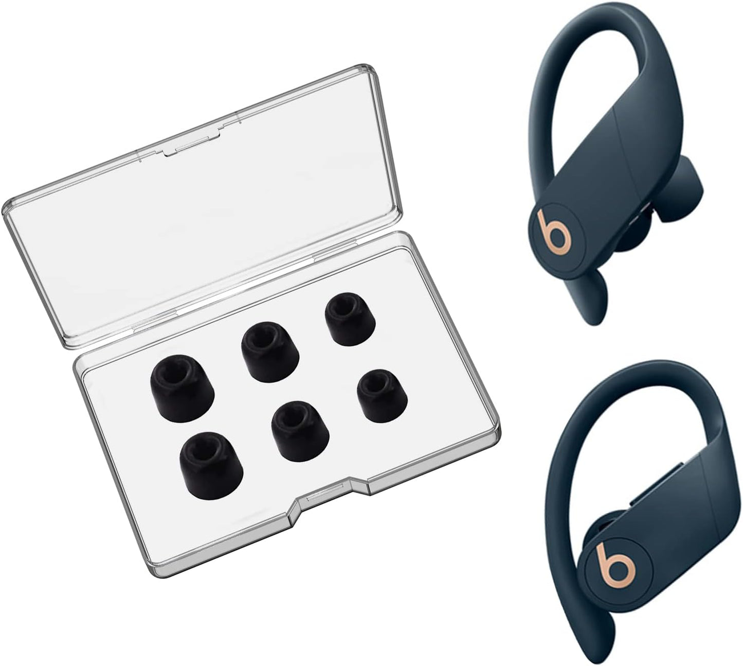 SEICHYGO Memory Foam Ear Tips for Beats Powerbeats Pro/Beats Powerbeats 2 & 3, Anti-Slip Replacement Ear Tip, No Silicone Eartips Pain, with Storage Box & Fit Charging Case, 3 Pairs (S/M/L, Black)  SEICHYGO   