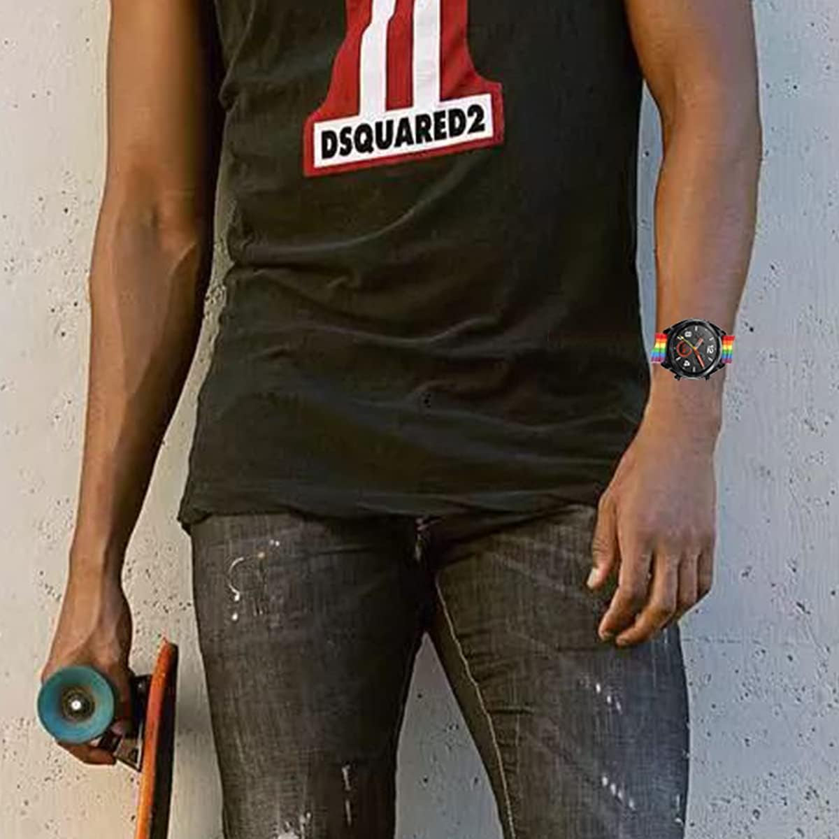 20Mm Watch Band Rainbow Pride for Samsung Watch 4 44Mm/40Mm/ Watch4 Classic 46Mm/42Mm,3 41Mm/42Mm/46Mm Galaxy Active 2 40Mm 44Mm/Gear Sport/S4/S2,Women LGBTQ Nylon Bands Replacement Quick Release for Garmin Accessories  NYKKOLA   