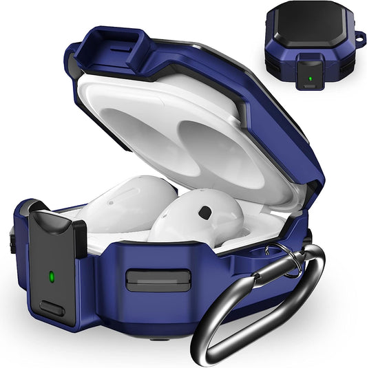 (With Secure Lock) Armor Case Cover for Samsung Galaxy Buds2 Pro Case(2022) /Galaxy Buds Pro Case(2021) /Galaxy Buds 2 Case (2021) /Galaxy Buds Live Case(2020) with Keychain/Zipper Box/Brush -Blue  Galafoki   