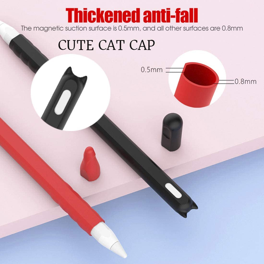 Silicone Case Apple Pencil 2Nd Generation Holder Sleeve Skin Pocket Cover Accessories Kit for Ipad Pro 11 12.9 Inch Cute Cat Soft Grip Pouch Cap Holder with 2 Protective Nib Covers (Teal Blue)  pm INC   