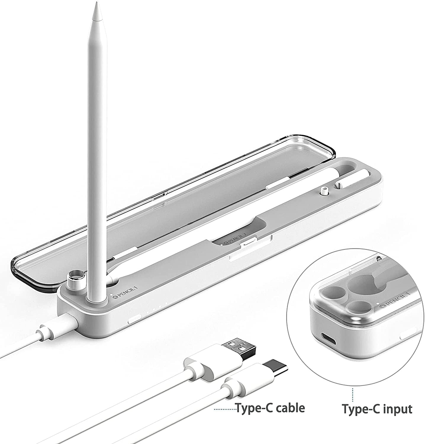 Magnetic Wireless Charging Case Compatible with Apple Pencil 2Nd Generation & 1St, Charger Dock for Ipad Stylus Pen,Carrying Case & Storage Protective Box for Ipad Penceil(With Battery)  CKINEE   