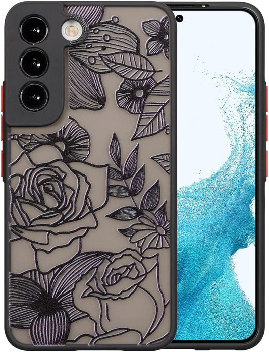 XIZYO Designed for Samsung Galaxy S22 Case, Rose Pattern Floral Print Design Slim Case for Girls Women TPU Bumper Shockproof Protective Cover, Black  XIZYO   