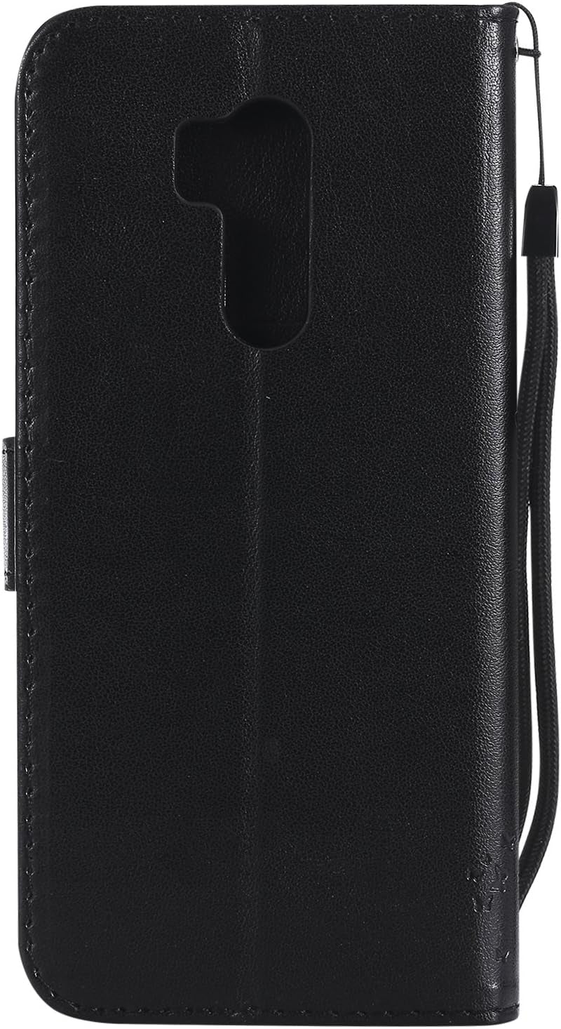 For LG G7 Thinq Case,For LG G7 Wallet Case with Screen Protector,For LG G7 PU Leather Protective Case Emboss Cat and Tree Folio Magnetic with Card Holder Kickstand and Flip Case for LG G7 Thinq Black  HAOTP   