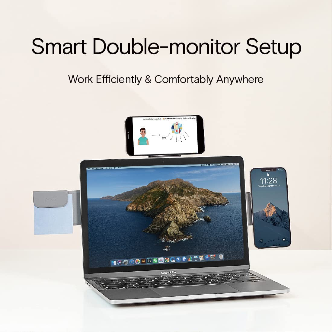 MOFT Snap Phone Holder for Laptop, Foldaway Laptop Top/Side Mount, Portable Monitor Laptop Expansion Stand for Dual Screen Setup on the Go, Wanderlust Blue  MOFT   