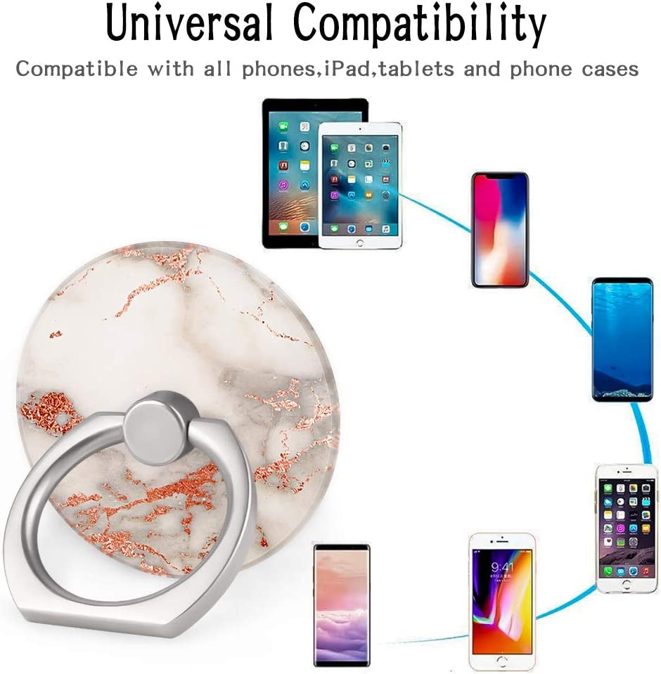 4-Pack Phone Ring Holder 360 Rotation Finger Stand Grip Kickstand for Smartphones and Tablets (Pink Marble)  Houmee   