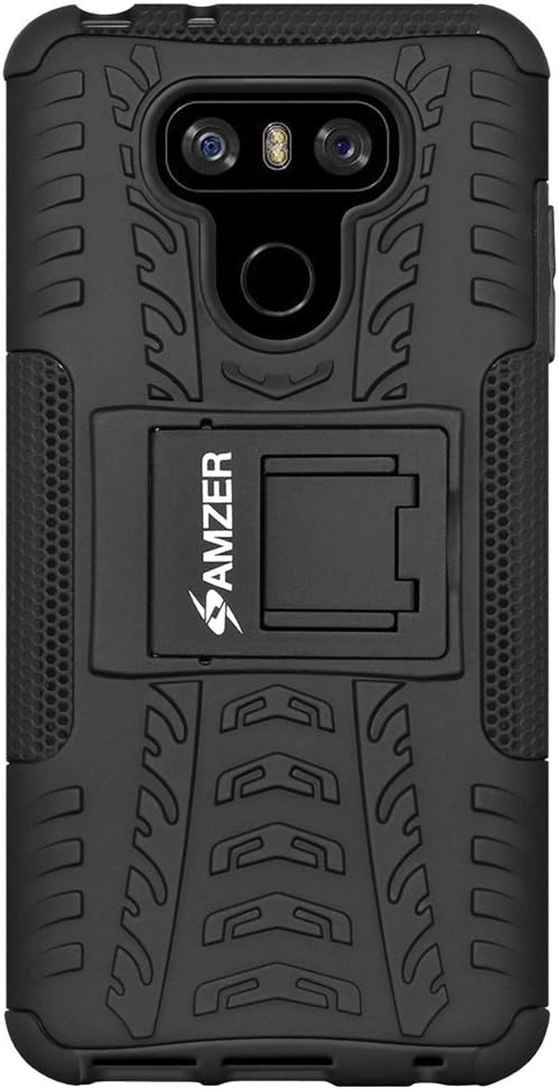 AMZER Slim Protective Shockproof Hybrid Warrior Dual Layer Case Skin for LG G6 - Black  Amzer   