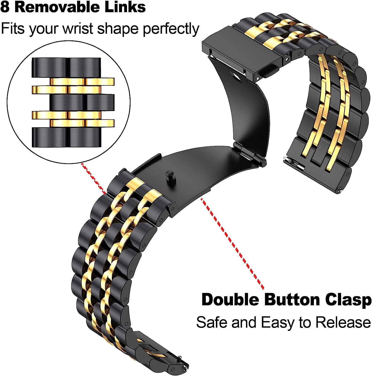 22Mm Quick Release Metal Band for Samsung Galaxy Watch 3 45Mm,Zpjpplx Stainless Steel Replacement Strap Compatible with Garmin Forerunner 265 255 745/Venu 2/Vivoactive 4/Amazfit GTR3 Pro/Gtr4 for Men  ZPJPPLX   