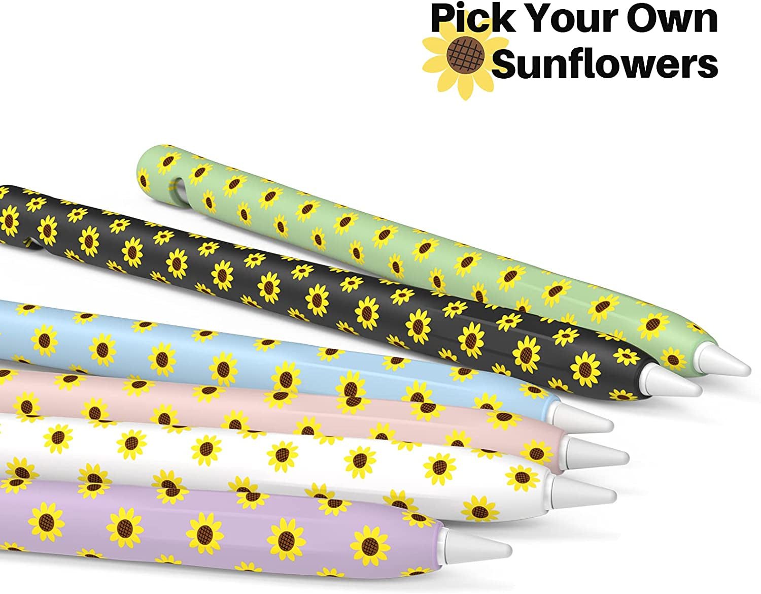 NIUTRENDZ Sunflower Case for Apple Pencil 1St Generation Case Cover Silicone Protective Sleeve Accessories with Apple Pencil Tips Cover & Cable Adapter Tether (Black)  NIUTRENDZ   
