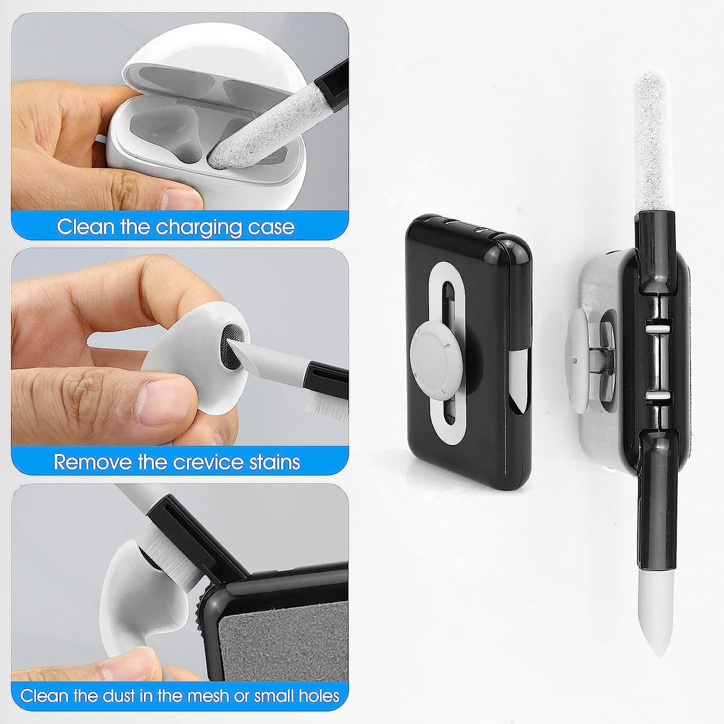 Airpod Cleaner Kit, Howkes 6 in 1 Keyboard Cleaning Kit with Key Puller, Electronic Cleaner Kit for Phone Computer Macbook Earbud, Portable All-In-One Cleaning Kit (Black)  Shenzhen Mackinpoint Technology Co.   