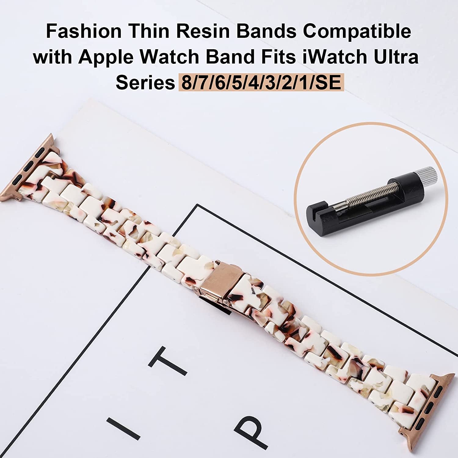 Slim Resin Bands Compatible with Apple Watch Band 38Mm 40Mm 41Mm 42Mm 44Mm 45Mm 49Mm Thin Light Strap with Stainless Steel Buckle Replacement Bracelet for Iwatch Ultra Series 8 SE 7 6 5 4 3 2 1  Arctime   