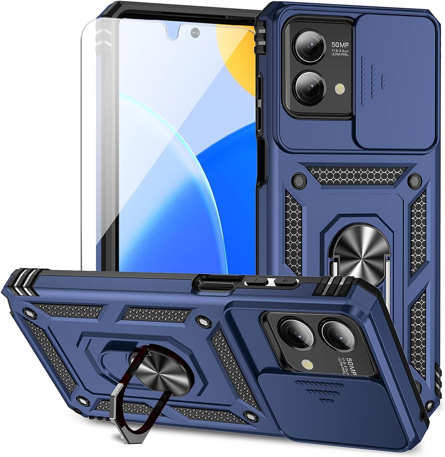For Moto G Stylus 5G 2023 Case with Slide Camera Cover HD Screen Protector [Military Grade Drop Tested] Magnetic Ring Holder Kickstand Protective Phone Case for Motorola Moto G Stylus 5G 2023, Purple  PUSHIMEI Co., Ltd. Navy Blue W/ Slide Camera 2Nd Gen. Military Grade  
