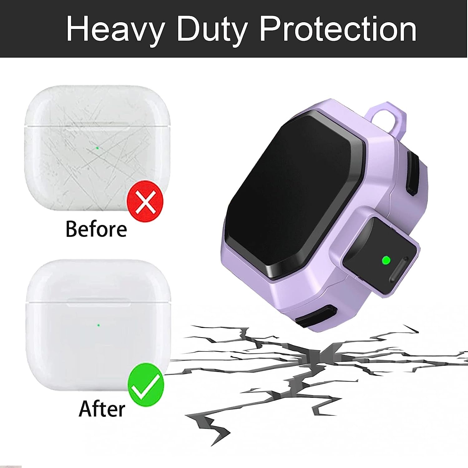 Locking Case Compatible with Samsung Galaxy Buds 2 / Galaxy Buds Pro 2/ Galaxy Buds Pro/Galaxy Buds Live, Galaxy Buds Case with Lock, Keychain and Strap/Lanyard, Galaxy Buds2 Case Cover (Purple)  ULITIQ   