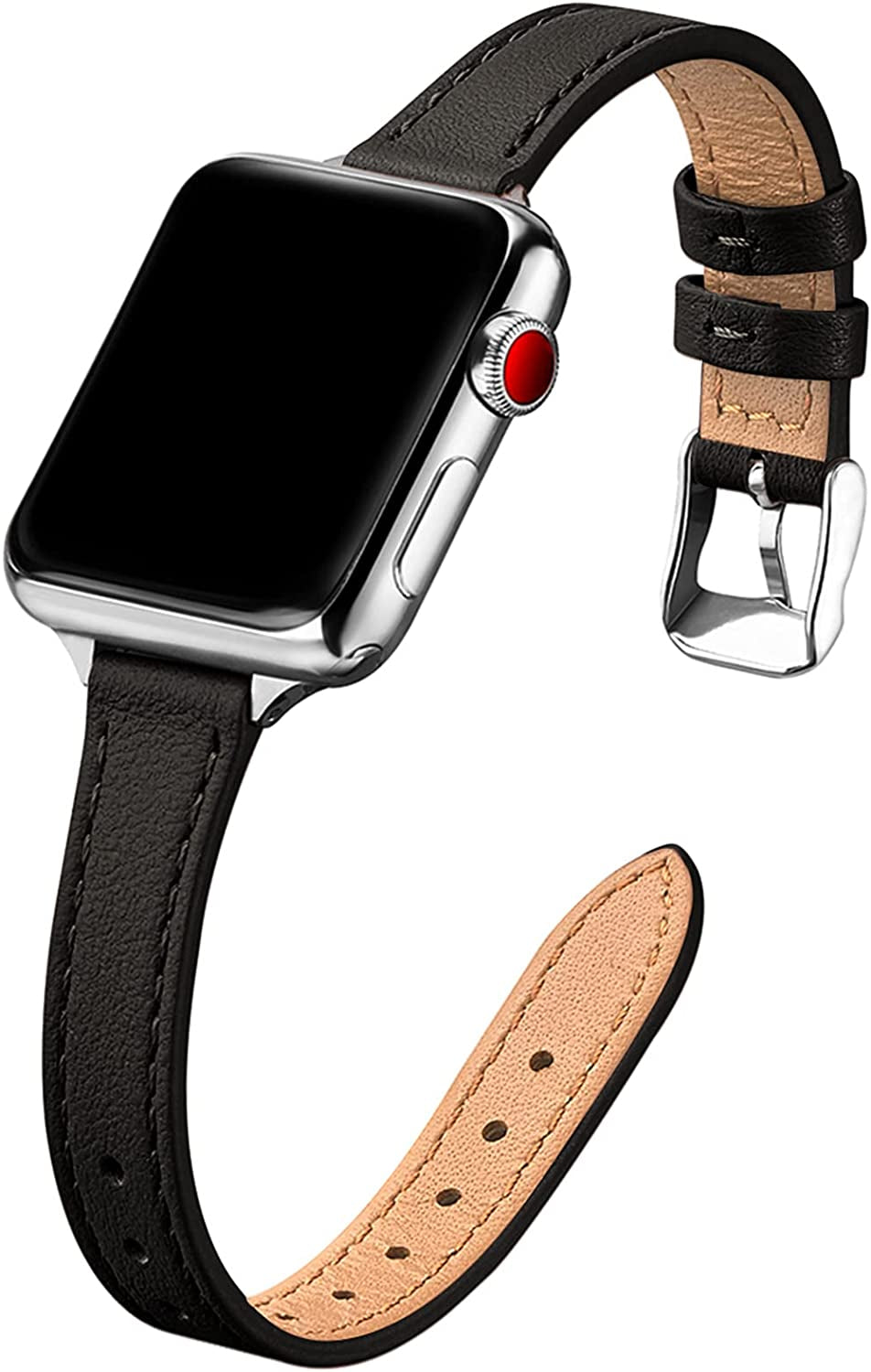 STIROLL Slim Leather Bands Compatible with Apple Watch Band 38Mm 40Mm 41Mm 42Mm 44Mm 45Mm 49Mm, Top Grain Leather Watch Thin Wristband for Iwatch Ultra SE Series 8/7/6/5/4/3/2/1  STIROLL   