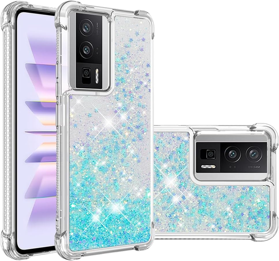 LEMAXELERS Case for Xiaomi Poco F5 5G, Bling Glitter Liquid Clear Case Floating Quicksand Shockproof Protective Sparkle Silicone Soft TPU Case for Xiaomi Poco F5 5G. YBL Love Rose  LEMAXELERS Star-9 Xiaomi Poco F5 Pro 5G 