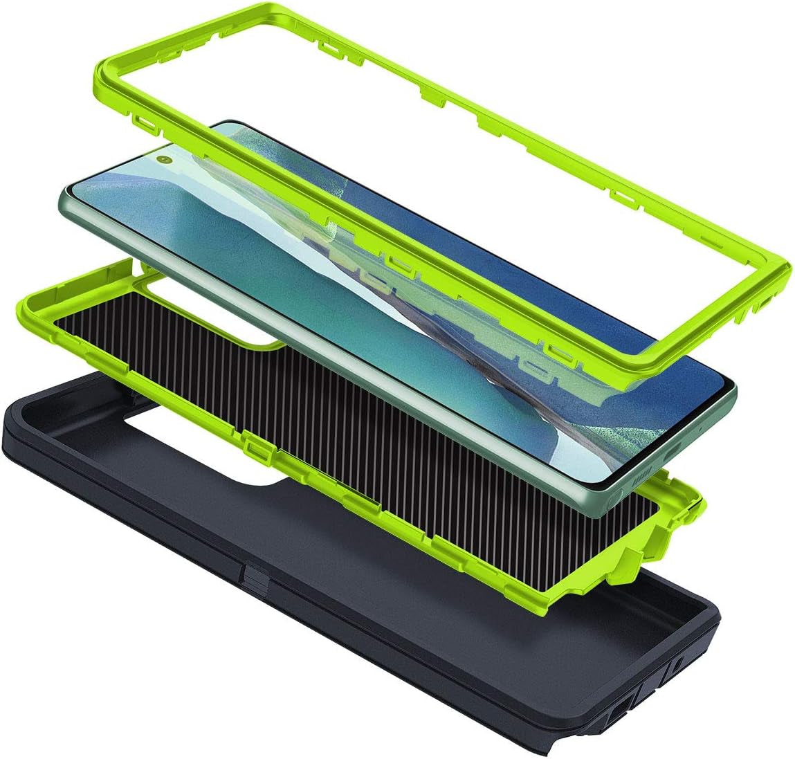 I-HONVA for Galaxy Note 20 Ultra Case Shockproof 3 in 1 Full Body Protection [Without Screen Protector] Rugged Heavy Duty Durable Cover Case for Samsung Galaxy Note 20 Ultra 5G 6.9 Inch,Grey/Green  I-HONVA   
