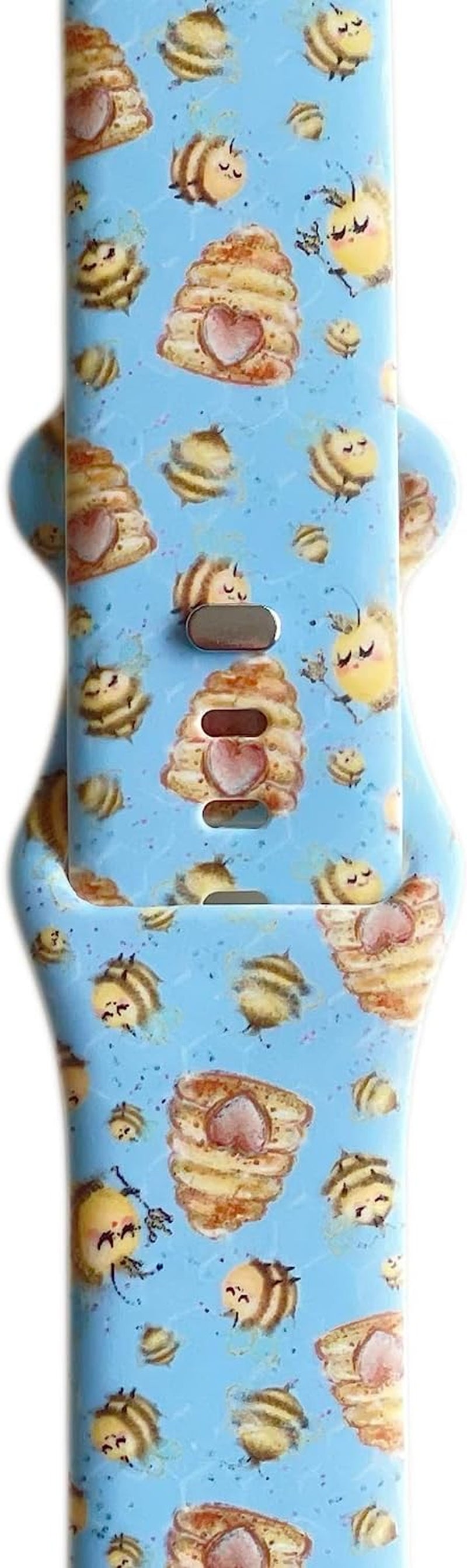 Busy Bee Hive Honey Bee Blue Unisex Waterproof Soft Silicone Sport Band Compatible with Apple Watch Ultra and Series 8 7 6 5 4 3 2 1 SE, Model 38Mm 40Mm 41Mm 42Mm 44Mm 45Mm 49Mm, for Men and Women  Tweedle Dee Designs   