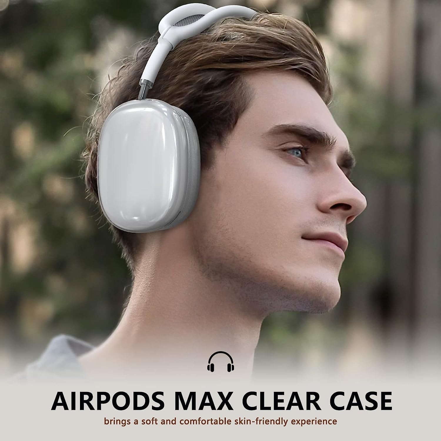 【3 in 1】Clear Soft TPU & Silicone Case for Airpod Max,Anti-Scratch Ear Cups Cover/Ear Pad Case Cover/Headband Cover for Airpods Max,Transparent Accessories Protective Cover for Apple Airpods Max,White  Skyconser   