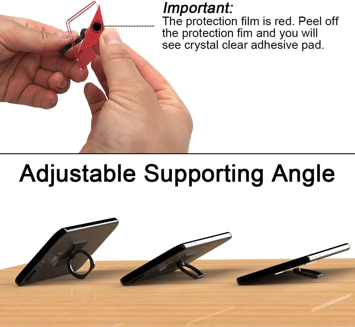 Attom Tech Transparent Phone Ring Holder Grip 360 Degree Free Rotation, Clear Cell Phone Finger Ring Kick-Stand for - for Iphone X 8 7 plus 6S 6 5S 5 SE, Galaxy S9 S8 S7 S6 Edge, Note 8 5 4 2 (Black)  Attom Tech LLC   