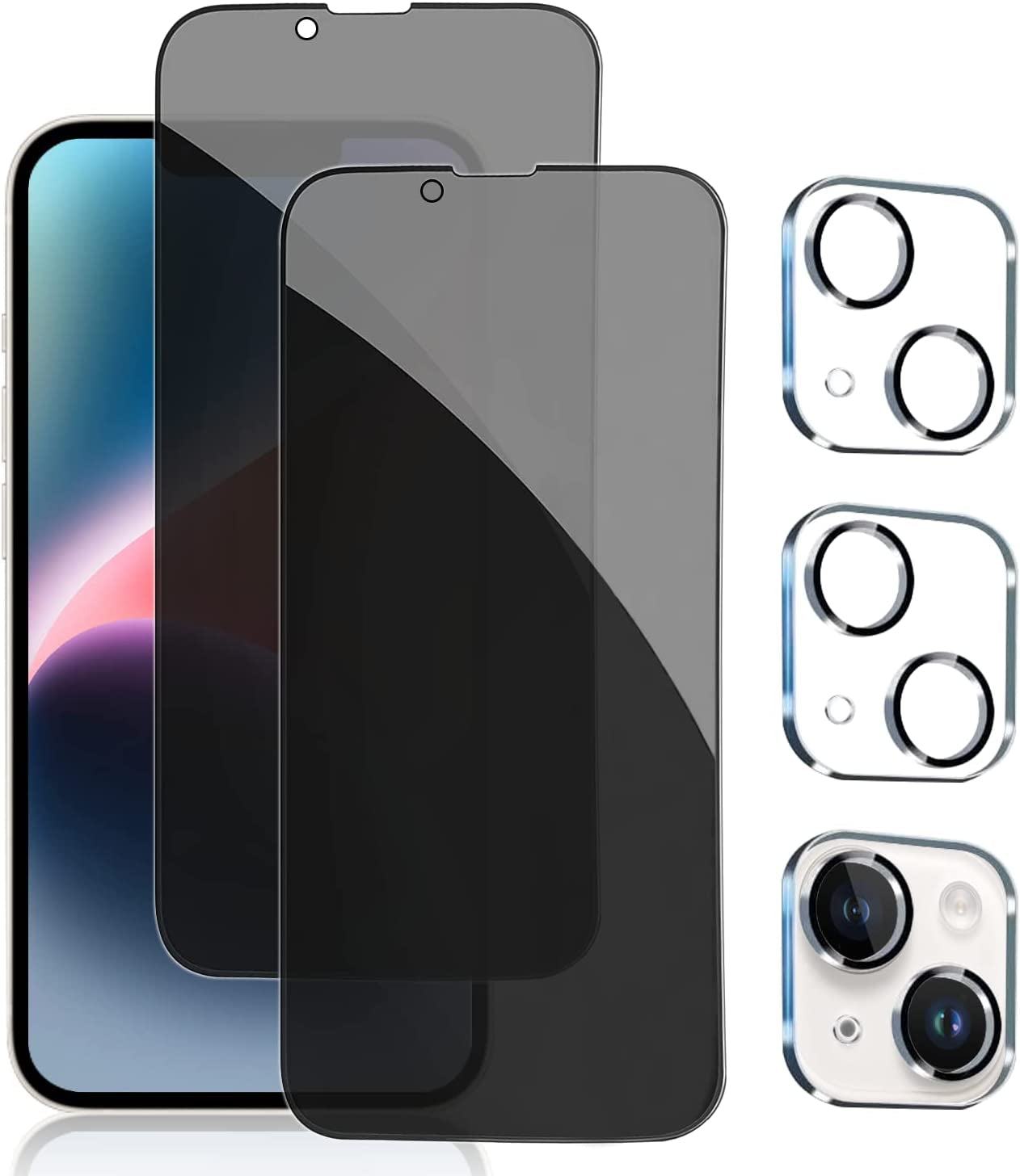 Pehael [2+2 Pack] Iphone 14 Privacy Screen Protector with Camera Lens Protector Full Coverage Anti-Spy Tempered Glass Film 9H Hardness Upgrade Edge Protection Easy Installation Bubble Free Specially Designed for Iphone 14 [6.1 Inch]  pehael 14 Plus Black 6.7 inch 