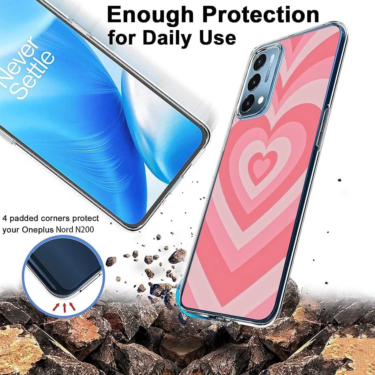 Saiaty Lideqee Designed for Oneplus Nord N200 5G/Oppo A93 5G Case, Pink Love Heart Coffee Latte Swirls Valentines Graphic Designed for Oneplus Case Women Girls, Soft TPU Trendy Case for Oneplus  saiaty lideqee   