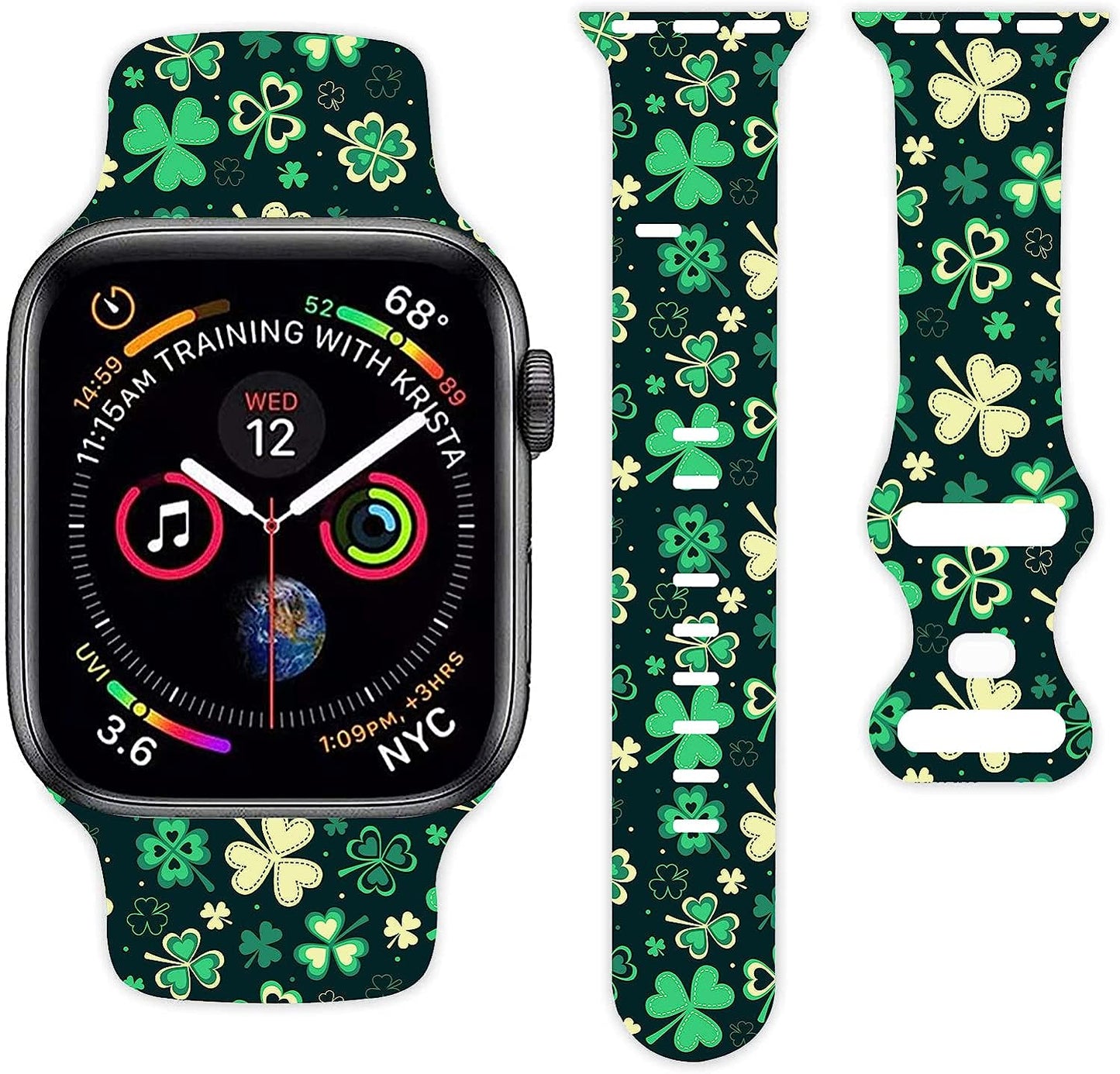 St. Patrick'S Day Holiday Watch Band Compatible with Apple Watch 38Mm 40Mm 42Mm 44Mm for Women Men Girls, Adjustable Clover Soft Silicone Sport Strap Replacement Band with All Iwatch Series  MohuanDd St patrick-SiYeCao-D 38mm/40mm/41mm 