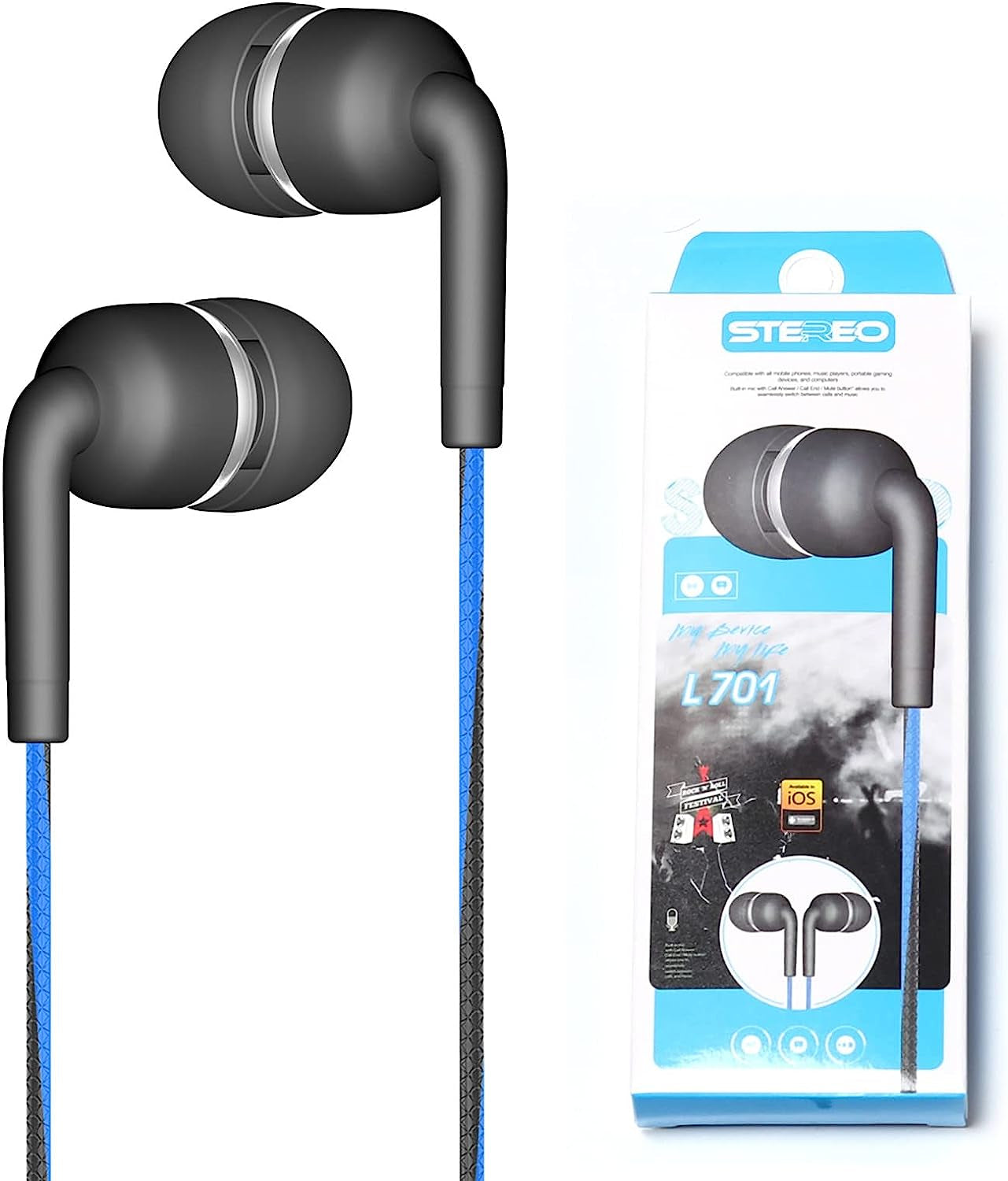 FUELEGO Fashion Noise Canceling Wired Headphones with Mic 3.5Mm Portable Wired Headphones for Ios Android Smartphone Laptop MP3 Gaming Walkman (Black)  FUELEGO   