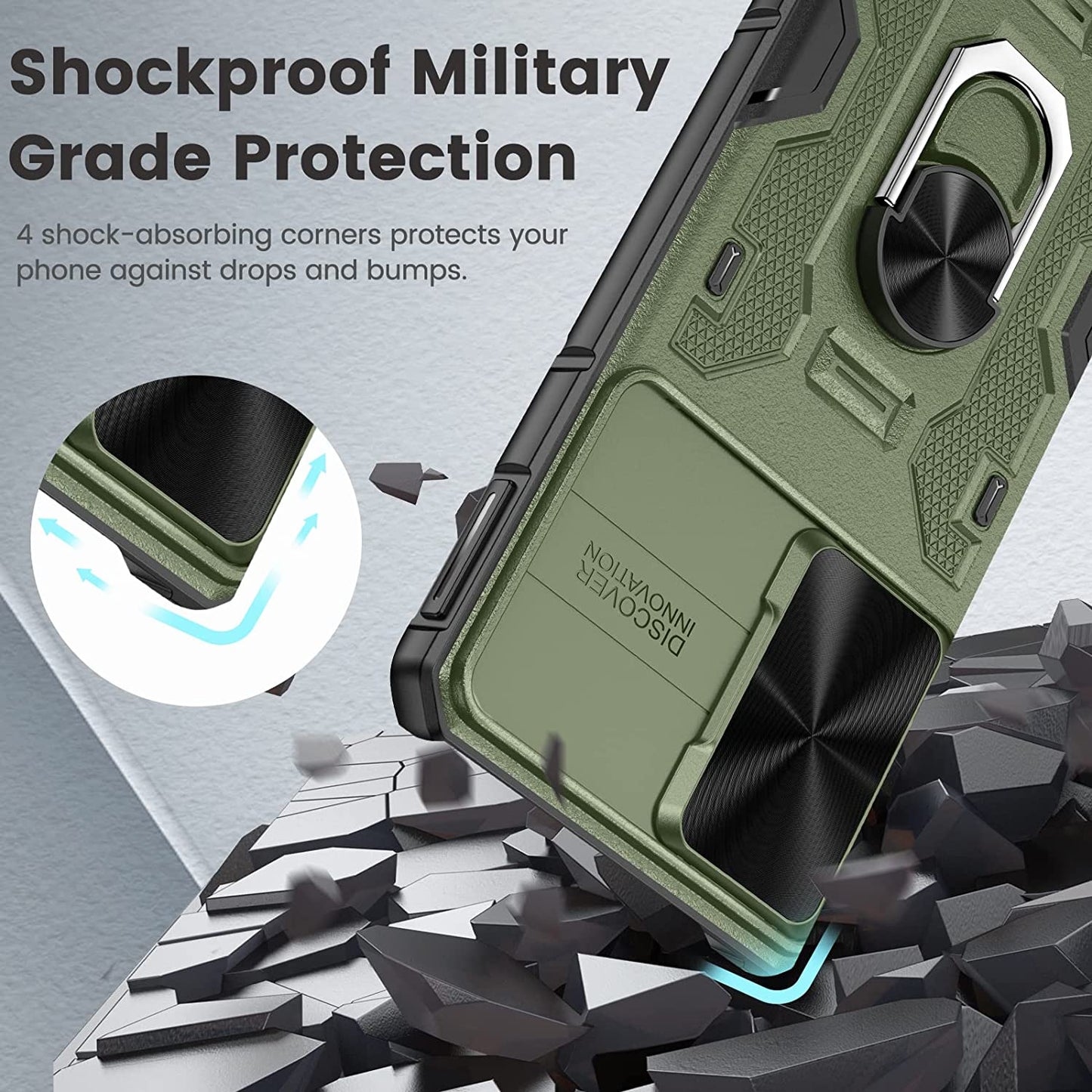 Caka for S22 plus Case, Samsung Galaxy S22 plus Case with Camera Cover & Kickstand with Built-In 360° Rotate Ring Stand Magnetic Magnet Protective Phone Cover Case for Galaxy S22+ plus 5G -Green  Caka   