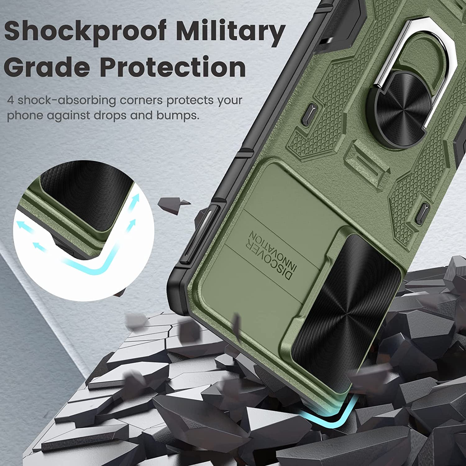 Caka for S22 plus Case, Samsung Galaxy S22 plus Case with Camera Cover & Kickstand with Built-In 360° Rotate Ring Stand Magnetic Magnet Protective Phone Cover Case for Galaxy S22+ plus 5G -Green  Caka   