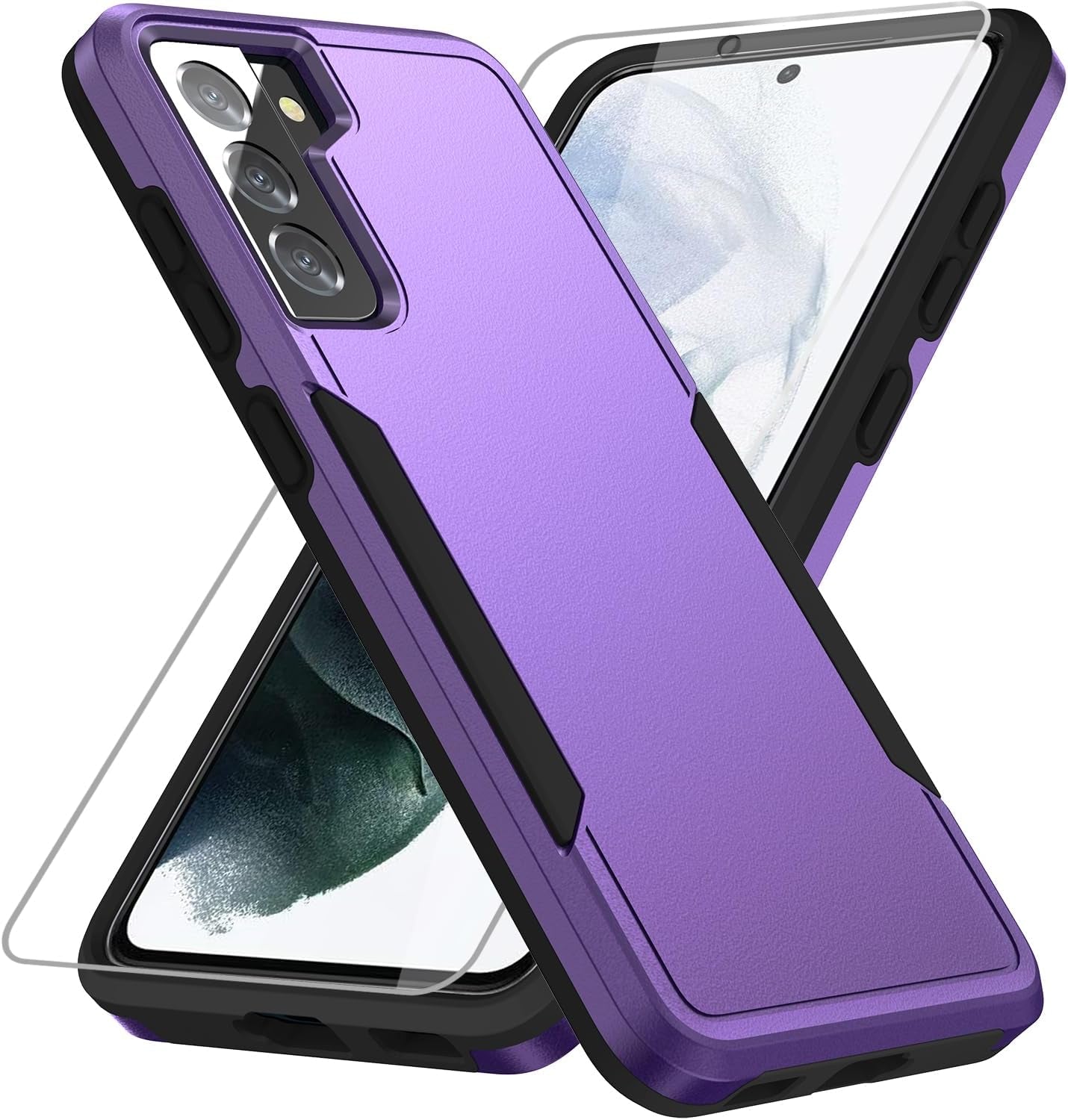 For Samsung Galaxy S21 plus Case, Galaxy S21 plus Case with HD Screen Protector [Military Grade Drop Tested] Heavy-Duty Tough Rugged Shockproof Protective Case for Samsung S21 Plus, Red  BOYOSS Purple  