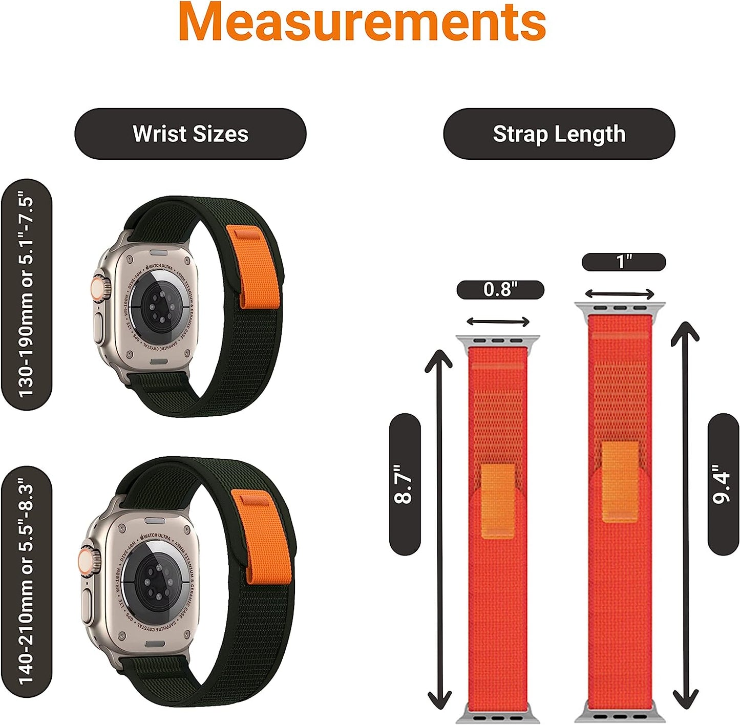 Beaverr 2-Pack Trail Loop Band Compatible with Apple Watch Ultra SE 8 7 6 5 4 3 2 1, Available in Sizes 49Mm 45Mm 44Mm 42Mm 41Mm 40Mm 38Mm, Soft Nylon Sport Iwatch Replacement Strap for Men and Women  Beaverr   