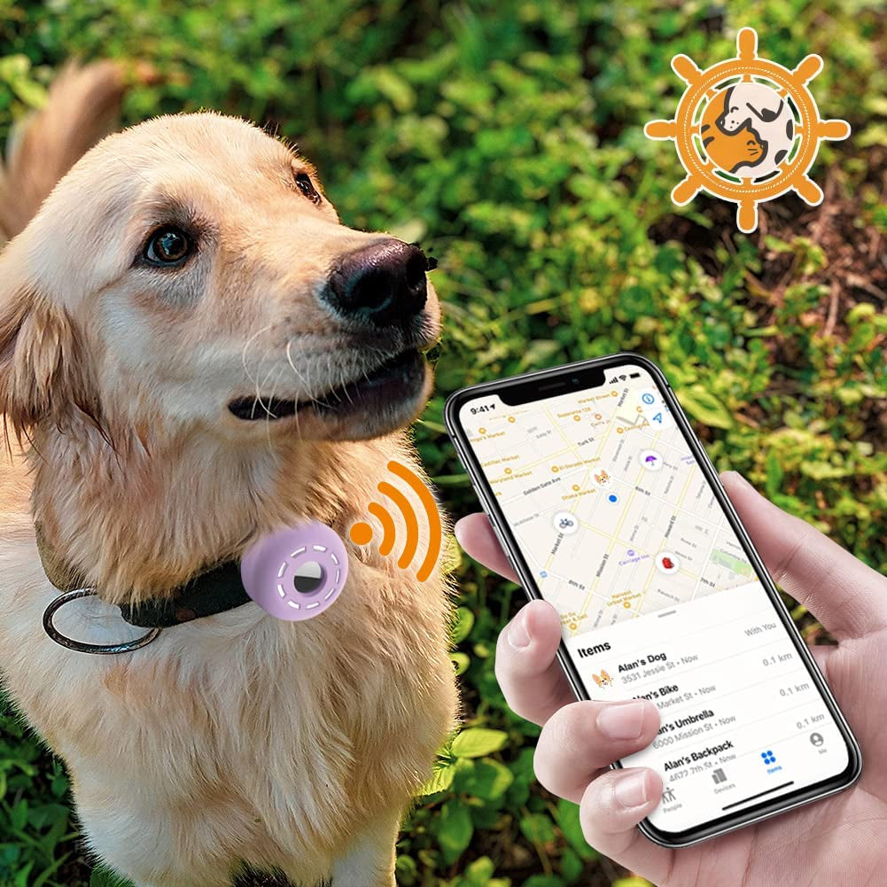 Petrudder Airtag Dog Collar Holder, [2 Pack] Silicone Cat Collar Case for Apple Airtag, Durable Anti-Lost Airtag Holder Compatable with Pet Collars (C Pink+Purple)  Petrudder   