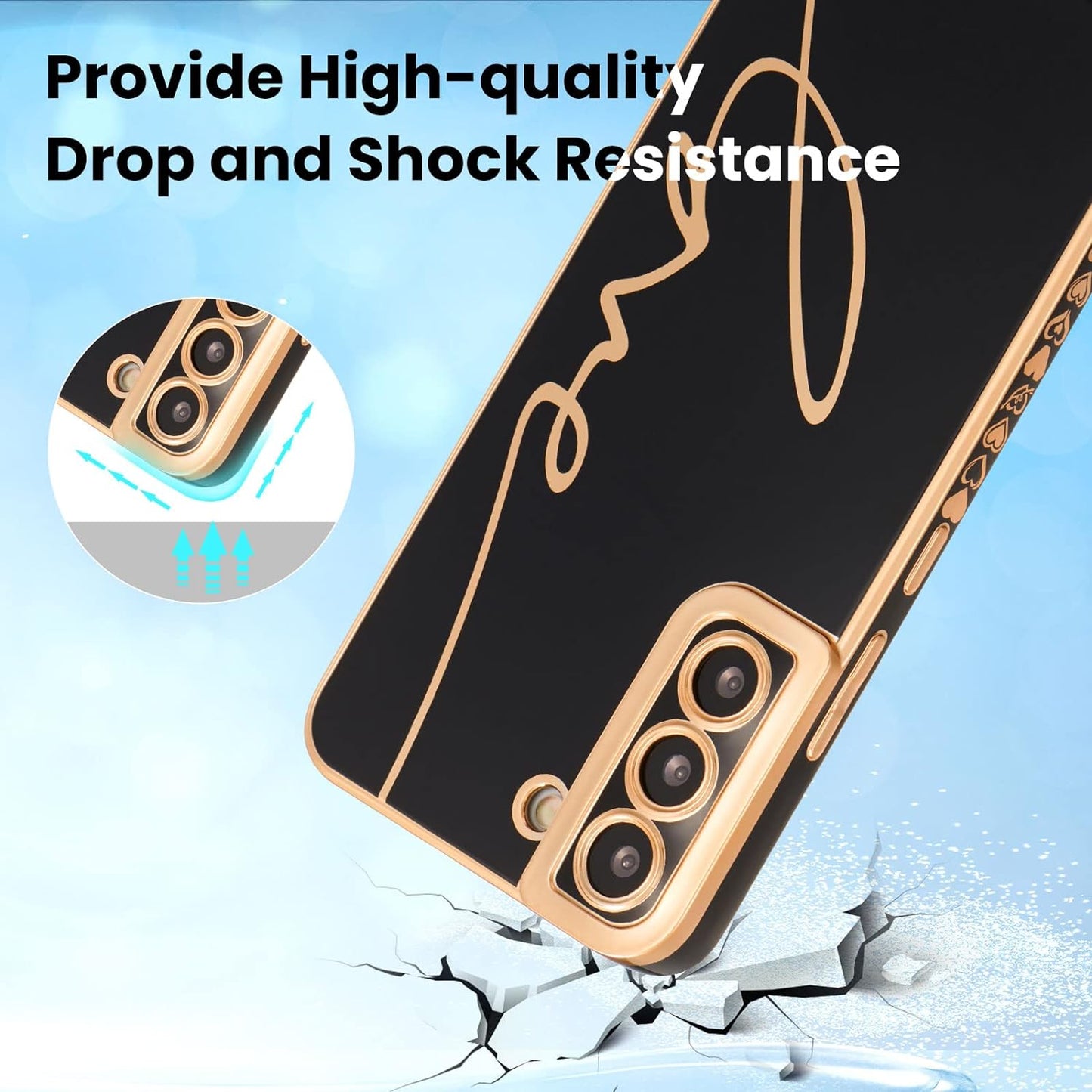 RALEAVO for Samsung Galaxy S22 5G Case Luxury Plating Case Cover,Cute Love Heart Phone Case,Slim Soft TPU Shockproof Bumper Case with Full Camera Protection,Electroplated Case for Women Girls,Black  RALEAVO   