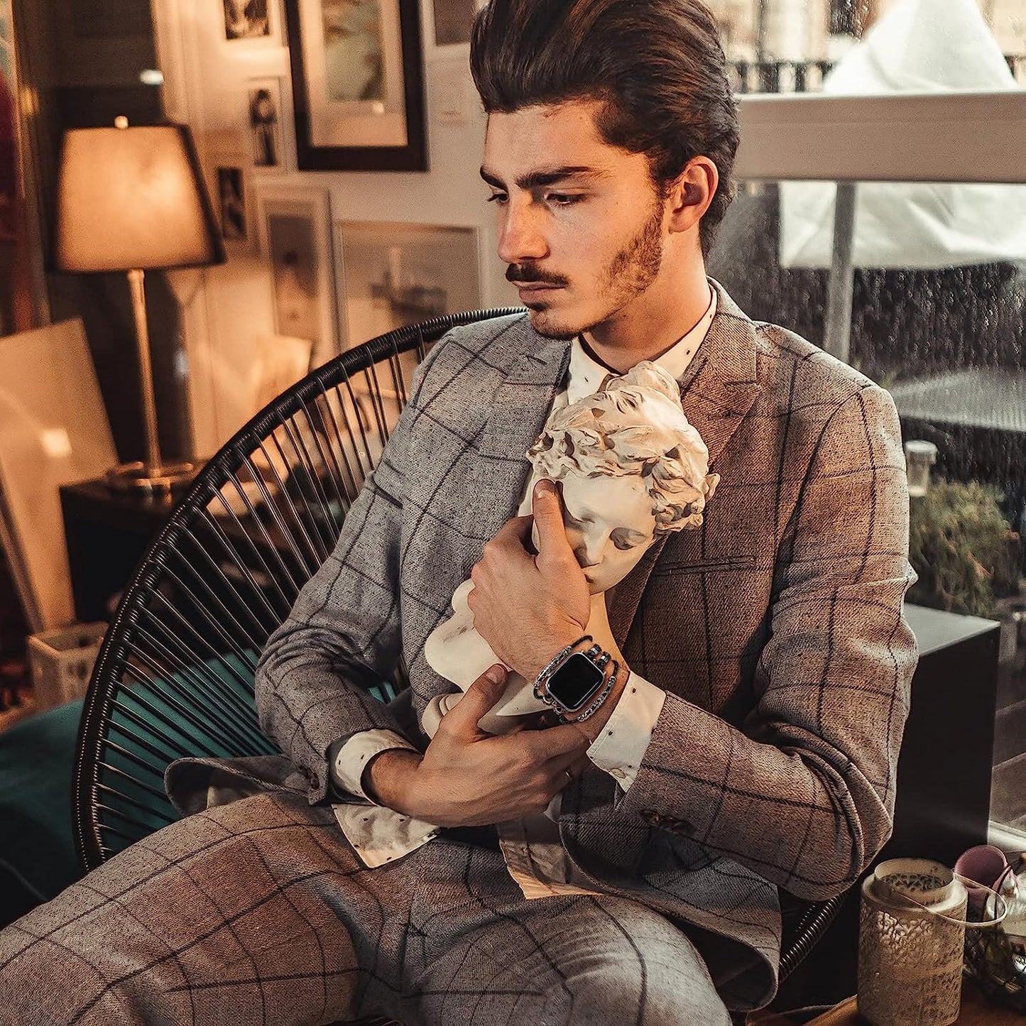 Wingoden Boho Weaving Leather Bands Compatible with Apple Watch Band Bracelets 38Mm 40Mm 41Mm 42Mm 44Mm 45Mm 49Mm for Women - Posh Leather Bracelet Multilayer Wrap Apple Watch Strap for Iwatch Band Series Ultra SE 8 7 6 5 4 3 2 1  Wingoden   