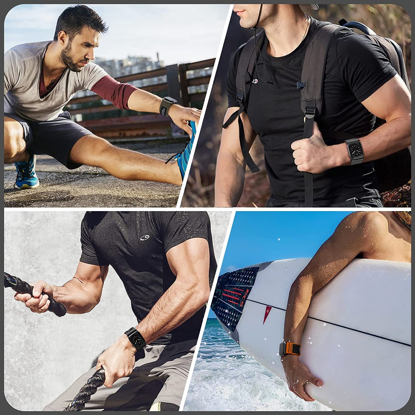 EOMTAM Men Width 30MM Adjustable Nylon Strap for Apple Watch Band Ultra 49Mm 45Mm 44Mm 42Mm 41Mm 40Mm 38Mm, Rugged Sport Soft Woven Wristband for Iwatch Series 8 SE 7 6 5 4 3  EOMTAM   