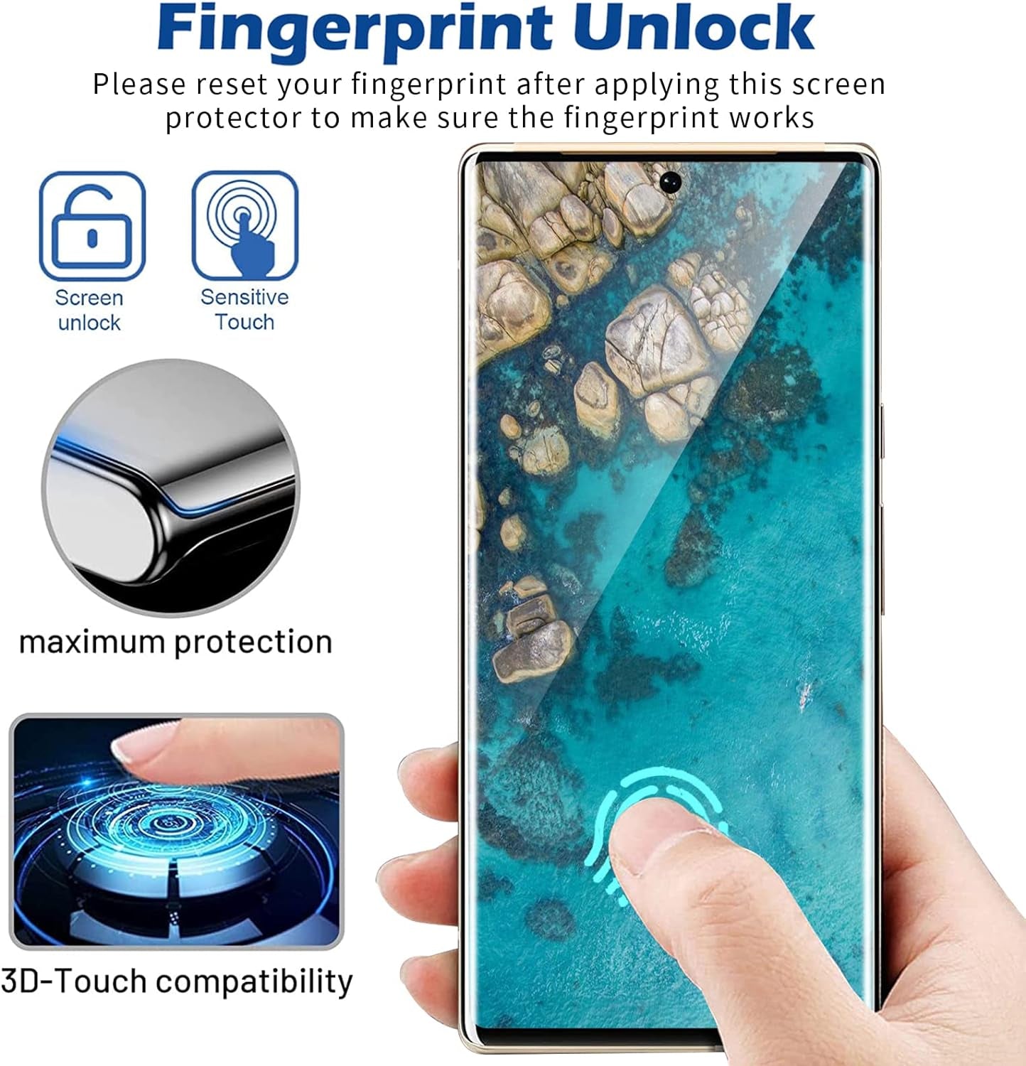 [2+2 Pack] Google Pixel 6 Pro Screen Protector, 9H Tempered Glass, Ultrasonic Fingerprint Support, 3D Curved,Hd Clear Scratch Resistant for Google Pixel 6 Pro 5G Glass Screen Protector  Arshek   