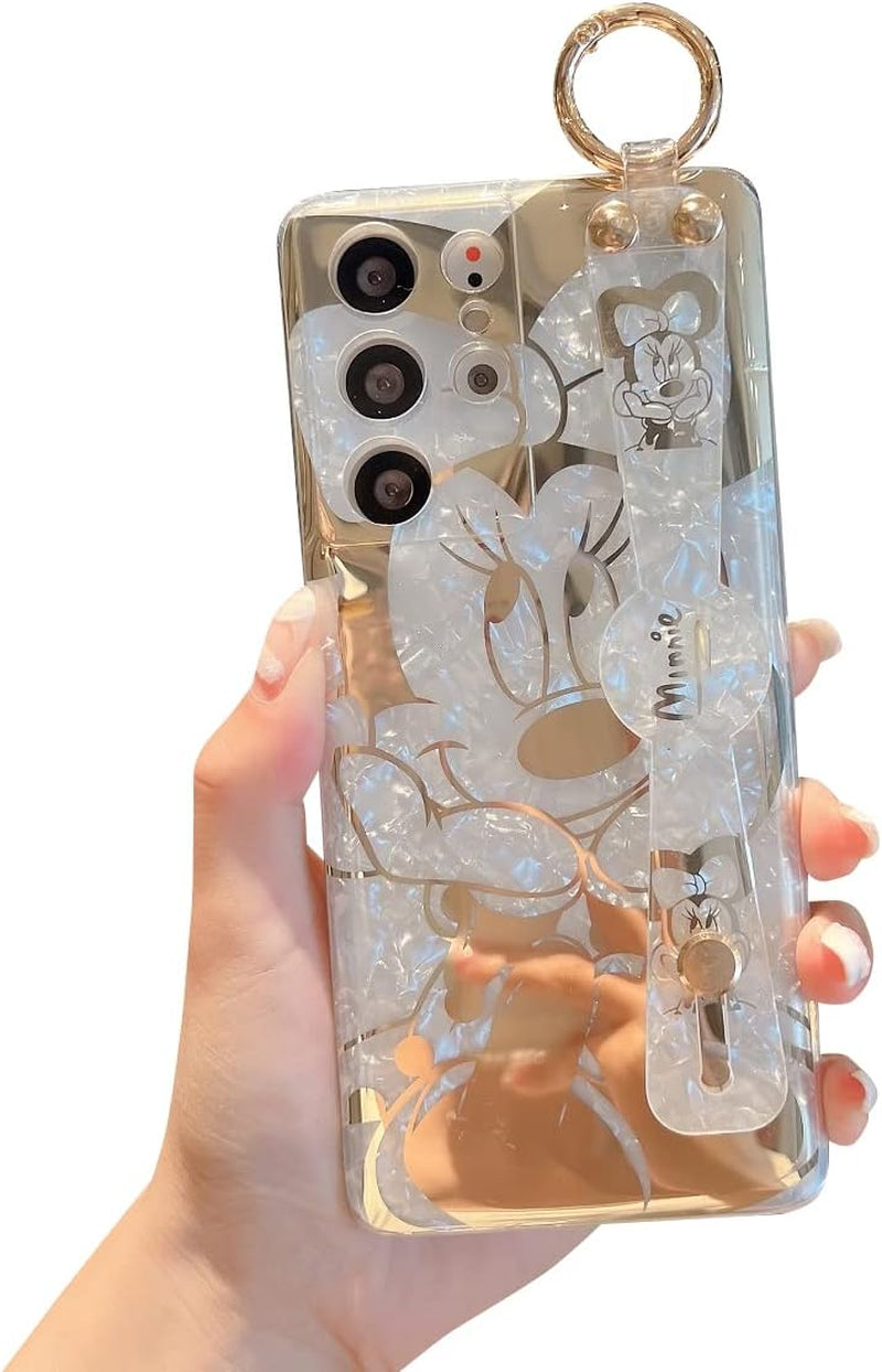 Meishangmei for Samsung Galaxy S21 Ultra Case 6.8" Sparkle Bling with Strap Stand Cute Pattern IMD Design Silicone Shockproof Protective Glitter Cases Cover for Girls and Women - Pink Dumbo  Meishangmei Minnie  