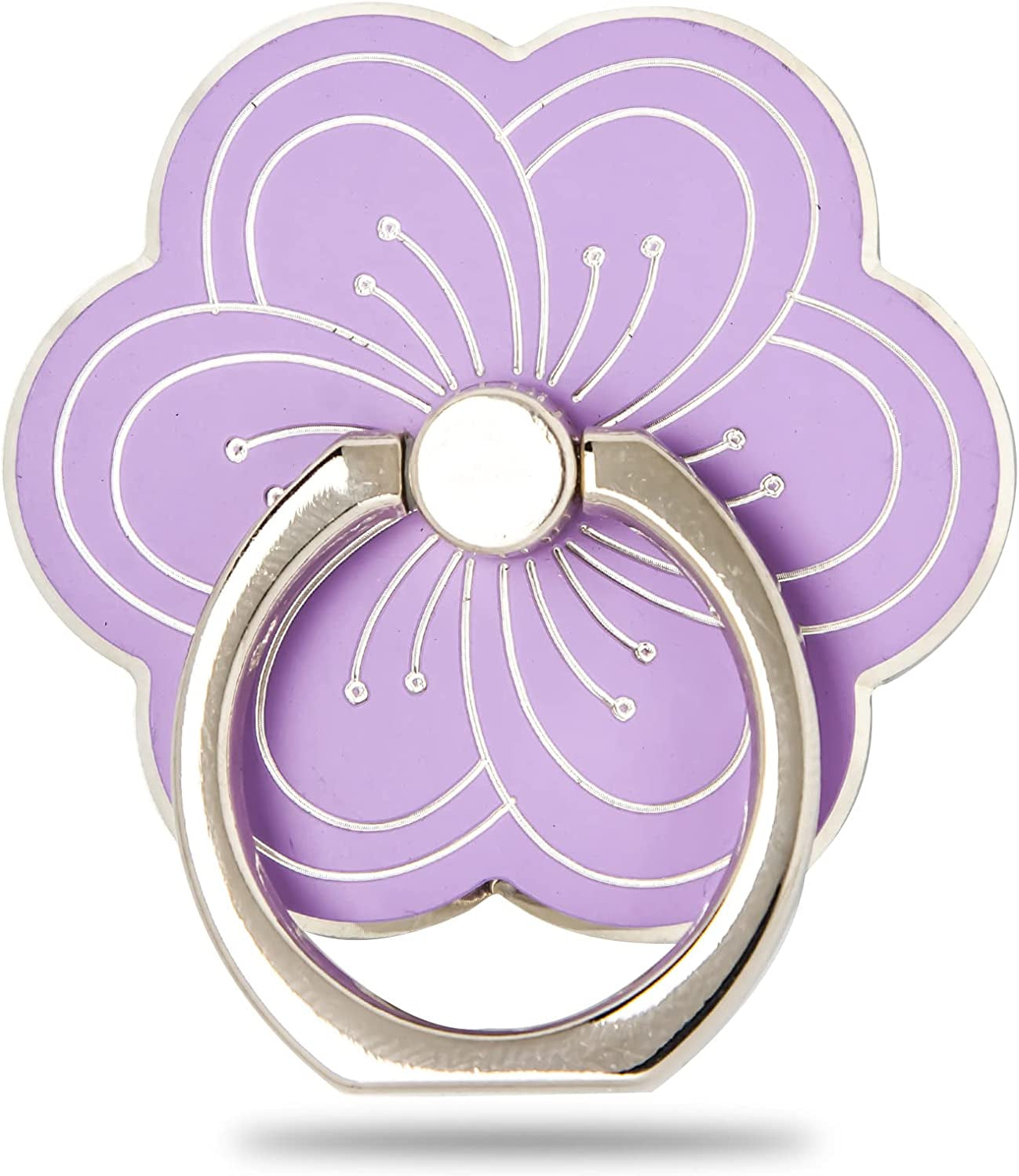 Flower Cell Phone Ring Holder, Zinc Alloy Metal Phone Back Ring Grip for Finger (White)  SUNURS Purple  