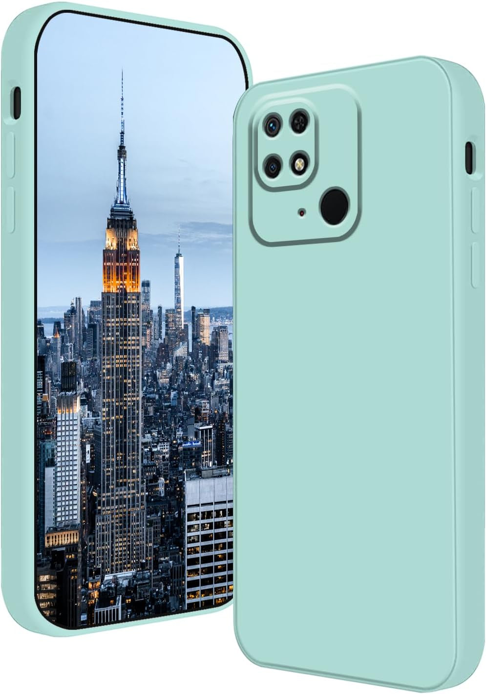 Tiwinxing Compatible with Xiaomi Redmi 10C Case Silicone Ultra Slim TPU Cases Shockproof Anti-Scratch Xiaomi Redmi 10C Phone Case Square Edges Protective Case (Green)  Tiwinxing Light Cyan  