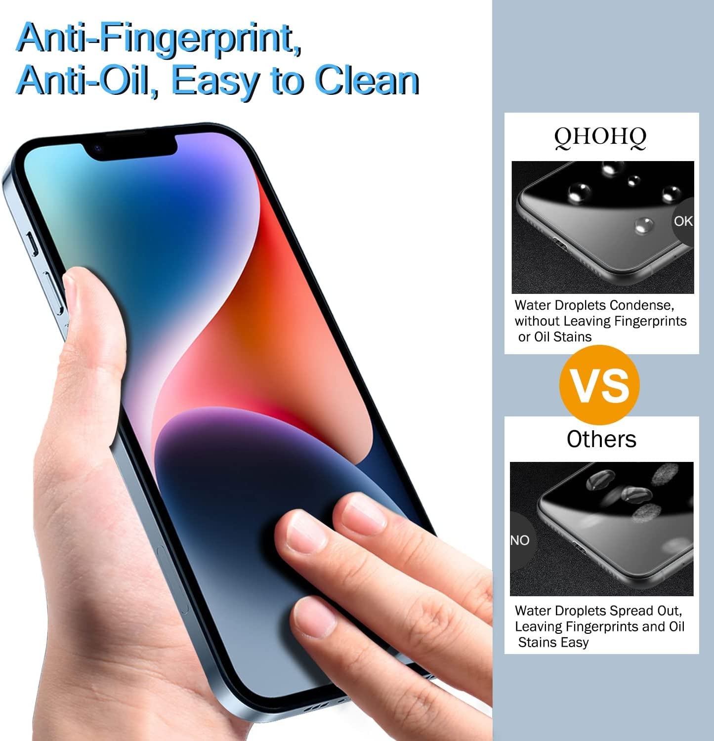 QHOHQ 3 Pack Screen Protector for Iphone 14 / Iphone 13 [6.1 Inch] with 3 Pack Tempered Glass Camera Lens Protector, Ultra HD, 9H Hardness,Case Friendly  QHOHQ   