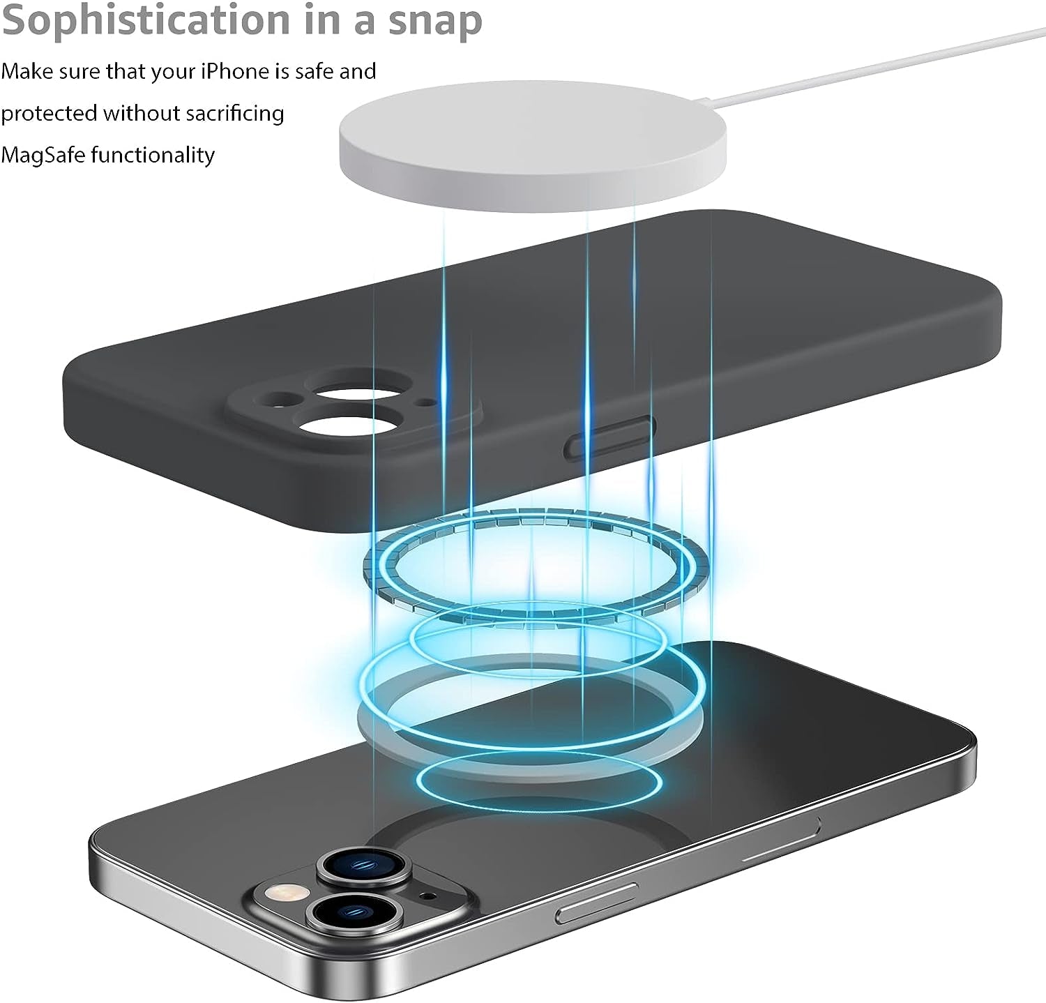 MCFANCE Silicone Magnetic Case for Iphone 14 plus Magsafe Case Silicone Phone Case with Microfiber Lining for Iphone 14 plus 6.7 Inch 2022, Darkgrey  MCFANCE   