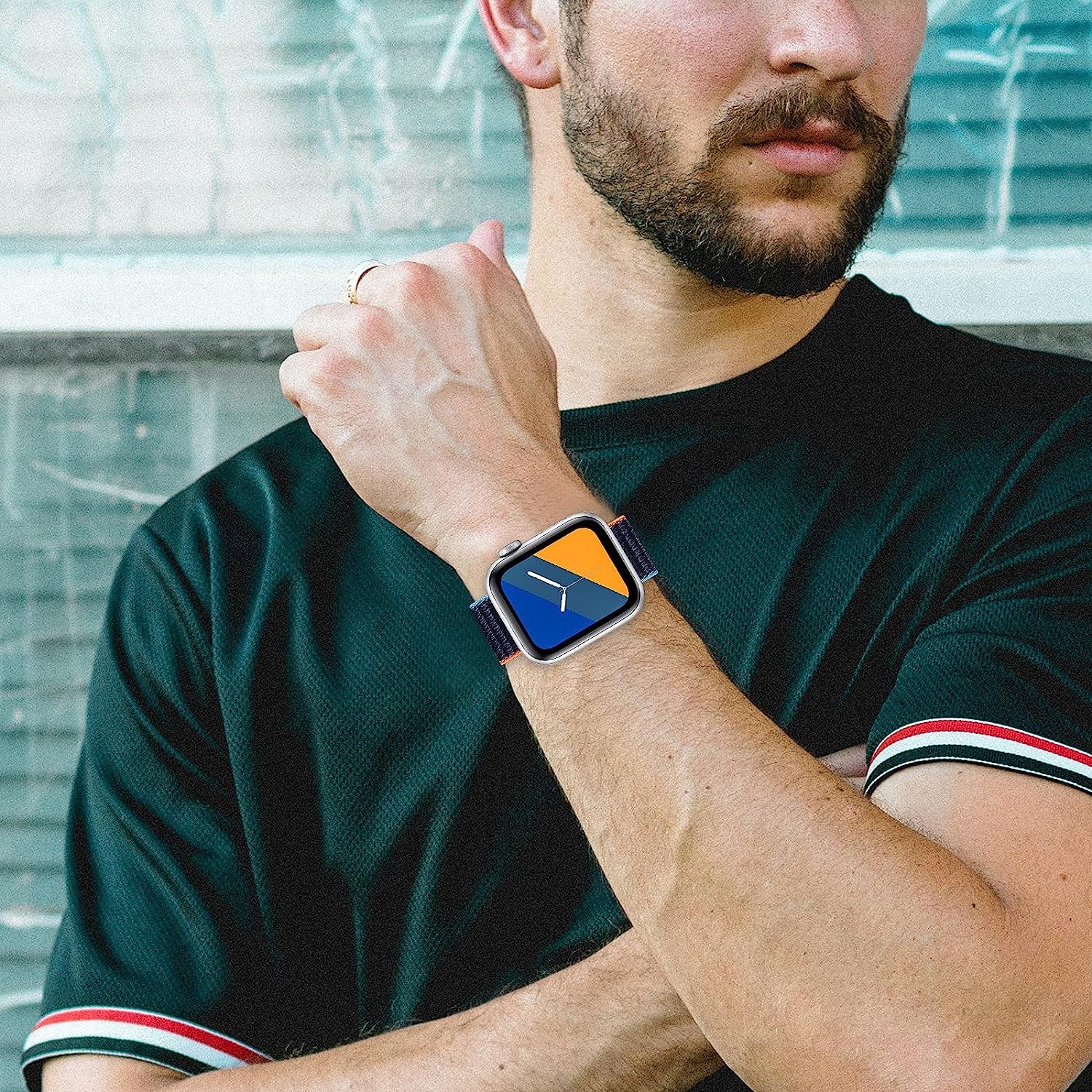 Nylon Sport Loop Bands Compatible with Apple Watch Band for Women Men, Stretchy Elastic Braided Replacement Straps for Iwatch Series 6 7 5 4 3 2 1 SE  N-Hocezyg   