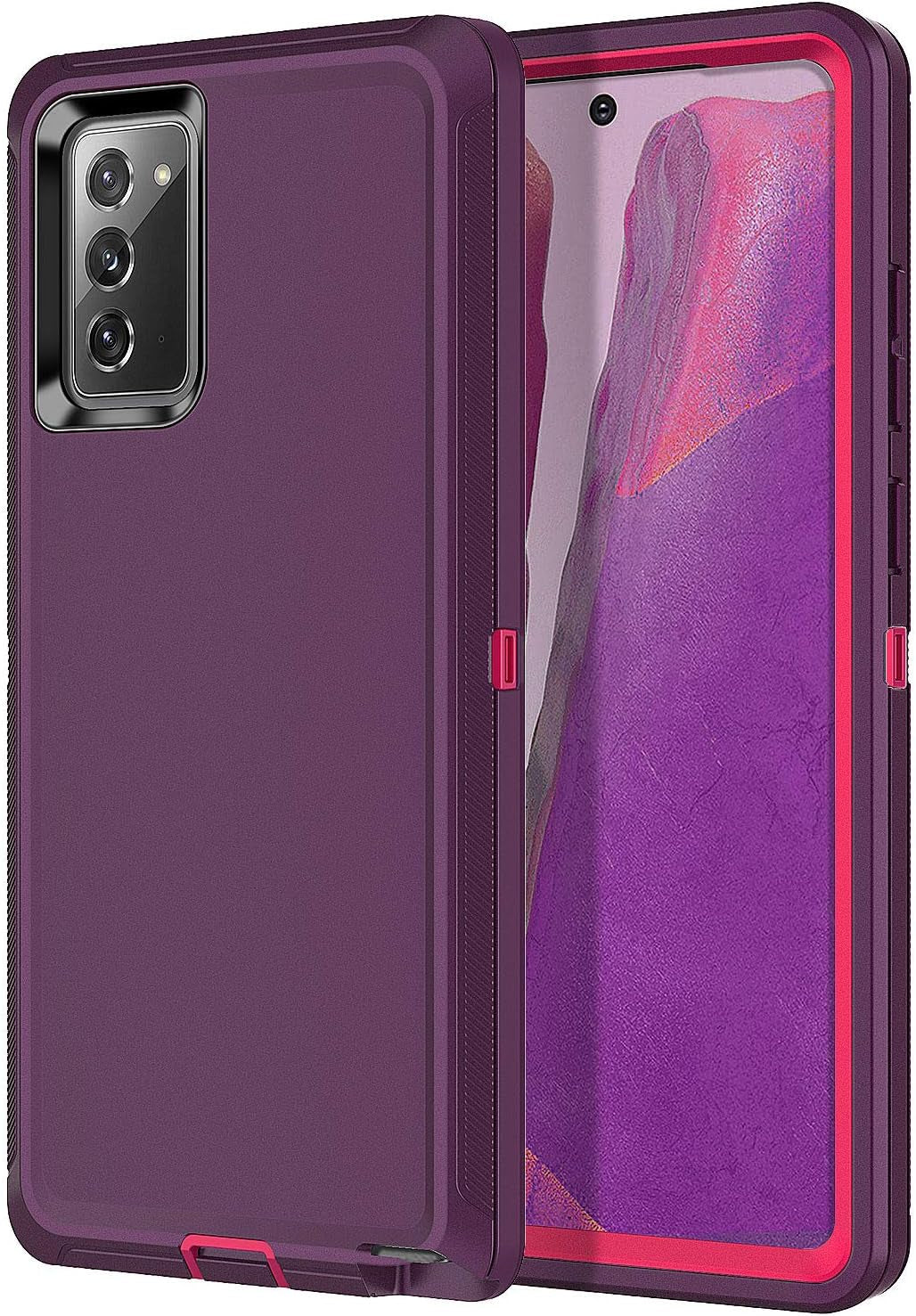 I-HONVA for Galaxy Note 20 Case Shockproof 3 in 1 Full Body Protection [Without Screen Protector] Rugged Heavy Duty Durable Cover Case for Samsung Galaxy Note 20 5G 6.7 Inch, Mint Green/Pink  I-HONVA Night Purple/Pink  