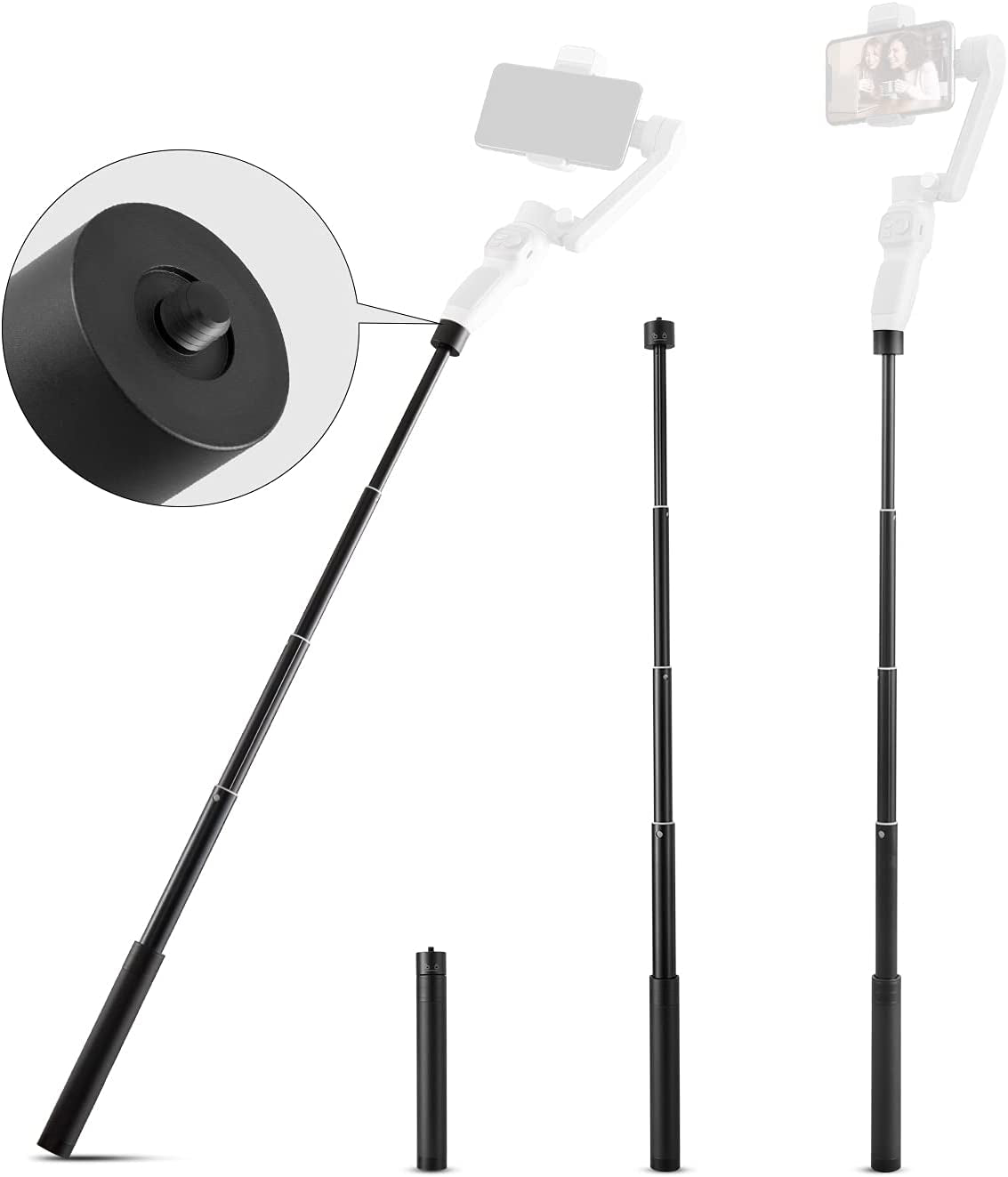 Gimbal Extension Pole, ZHIYUN 29" Extension Rod for Gimbal Stabilizer, Adjustable Selfie Stick with 1/4" Thread Compatible with DJI OM 6/5/4/ Smooth 5 Q3 4/Gopro Vlog Pocket/Go 2 EVO Action Camera  ZHIYUN   