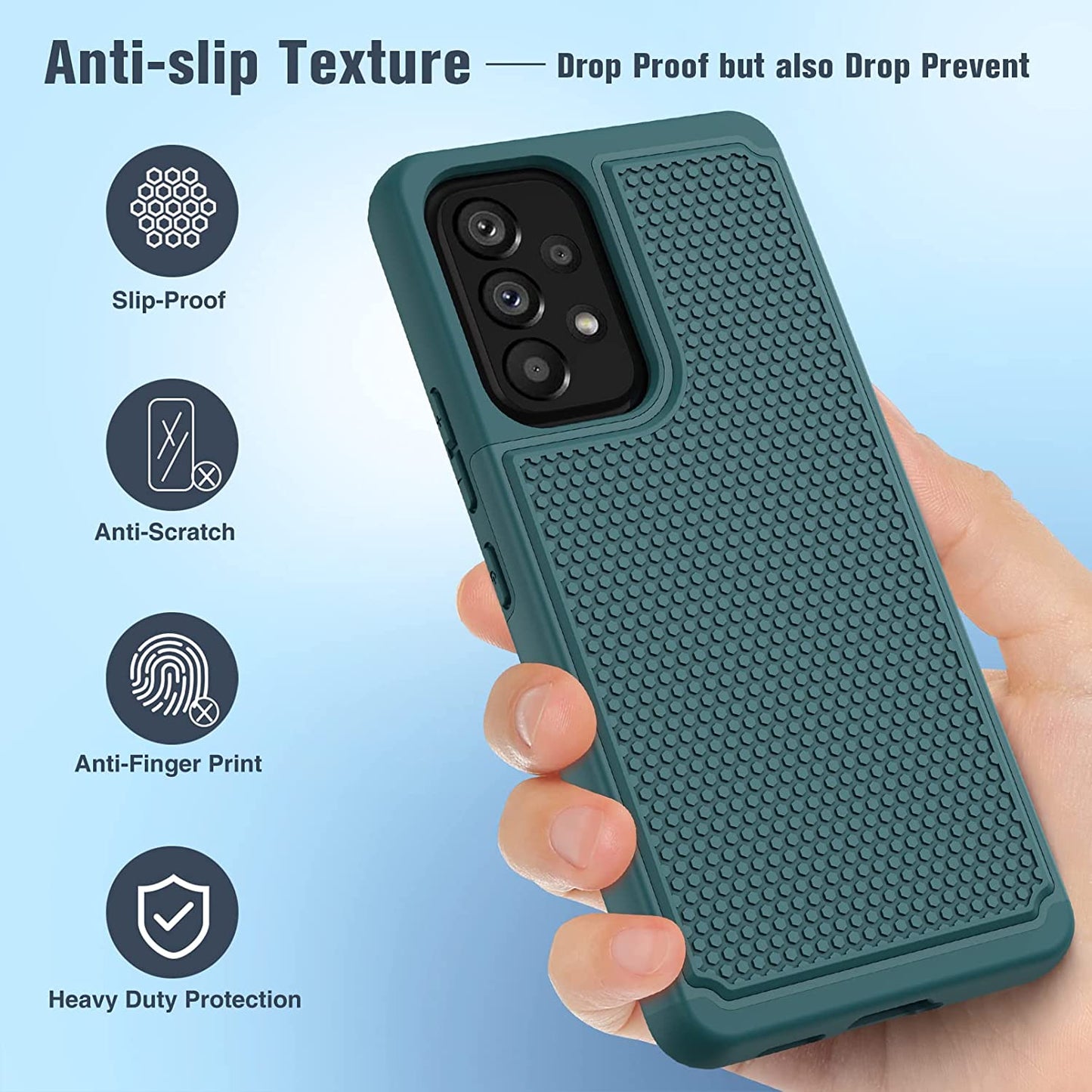 BNIUT for Samsung Galaxy A53 5G (Galaxy A53 5G UW) Case: Dual Layer Protective Heavy Duty Cell Phone Cover Shockproof Rugged with Non Slip Textured Back - Military Protection - 6.5Inch (Dark Green)  binghexin   