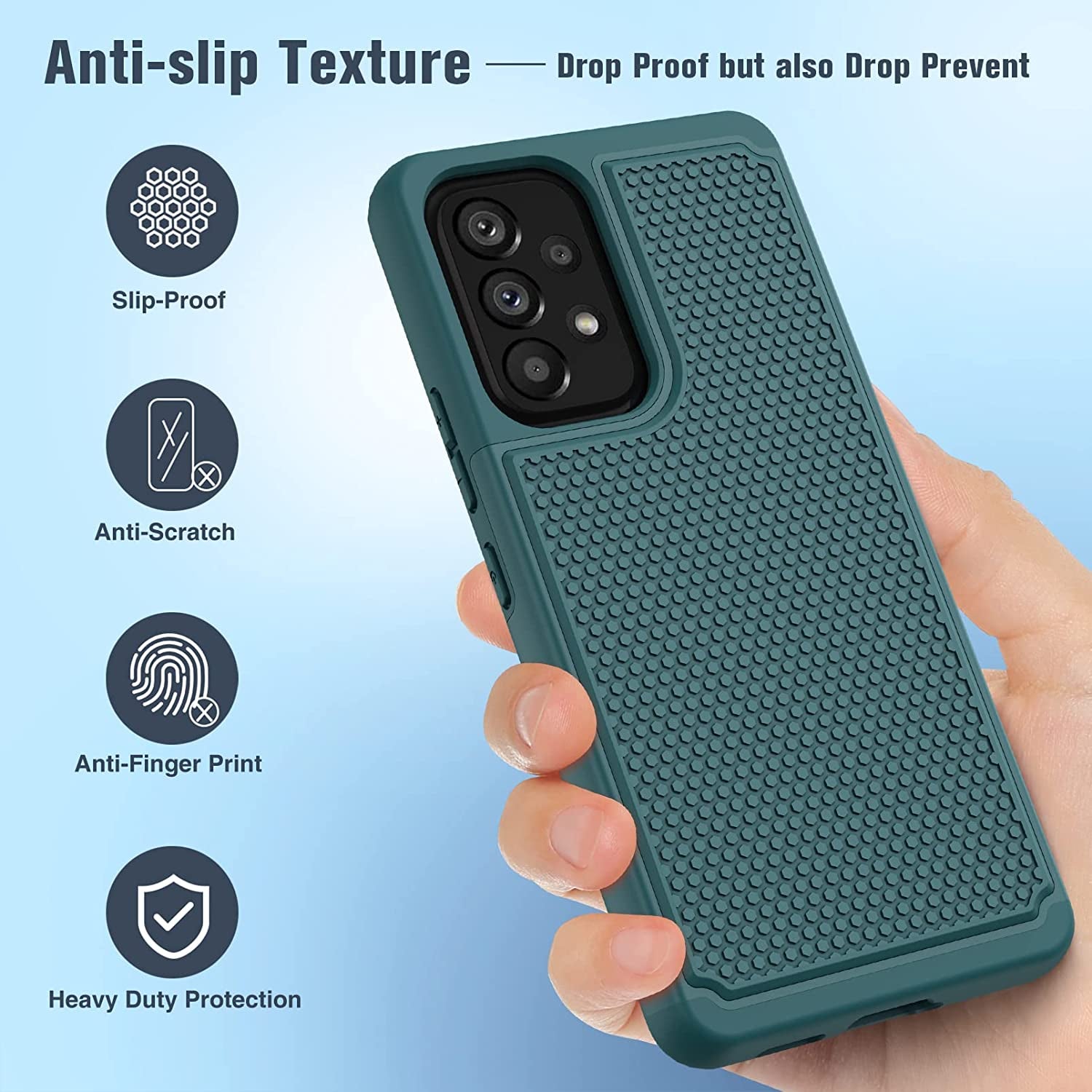 BNIUT for Samsung Galaxy A53 5G (Galaxy A53 5G UW) Case: Dual Layer Protective Heavy Duty Cell Phone Cover Shockproof Rugged with Non Slip Textured Back - Military Protection - 6.5Inch (Dark Green)  binghexin   