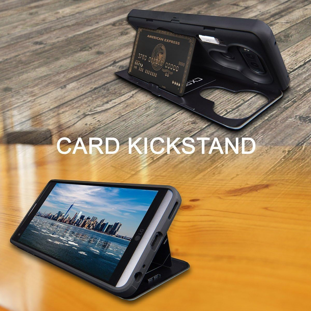 TORU CX PRO Case for LG G6 / LG G6 Plus, with Card Holder | Slim Protective Shockproof Cover with Hidden Credit Cards Wallet Flip Slot Compartment Kickstand | Include Mirror and USB Adapter - Black  iMODE Korea, Inc   